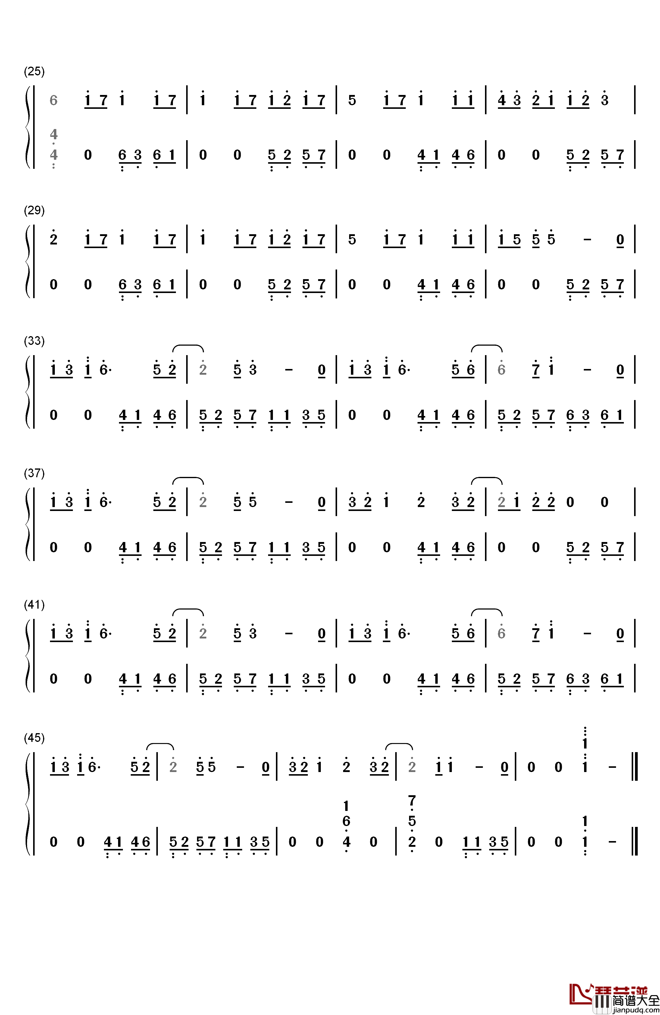 万物初始之风钢琴简谱_数字双手_平原绫香