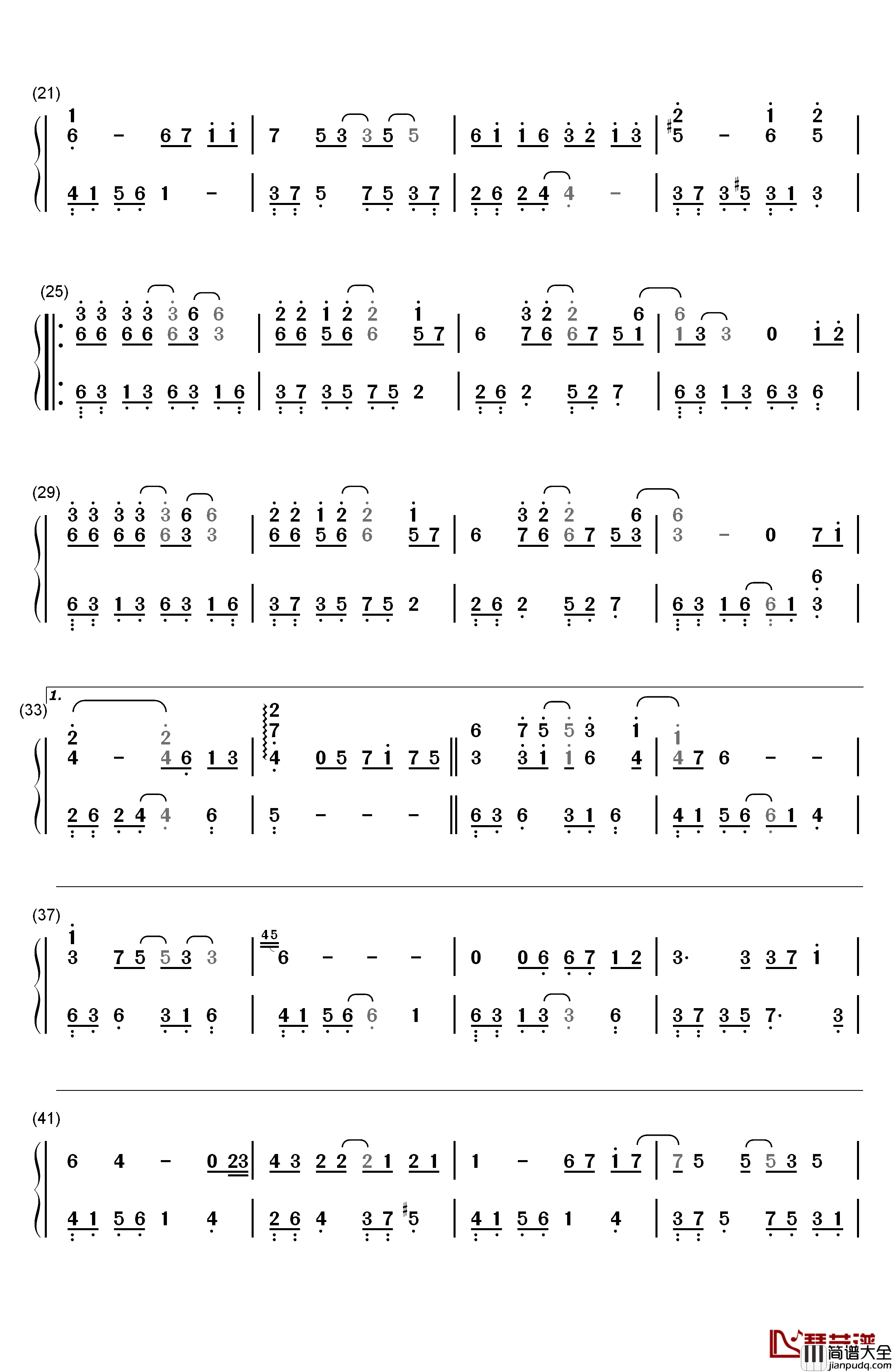 假如钢琴简谱_数字双手_信乐团