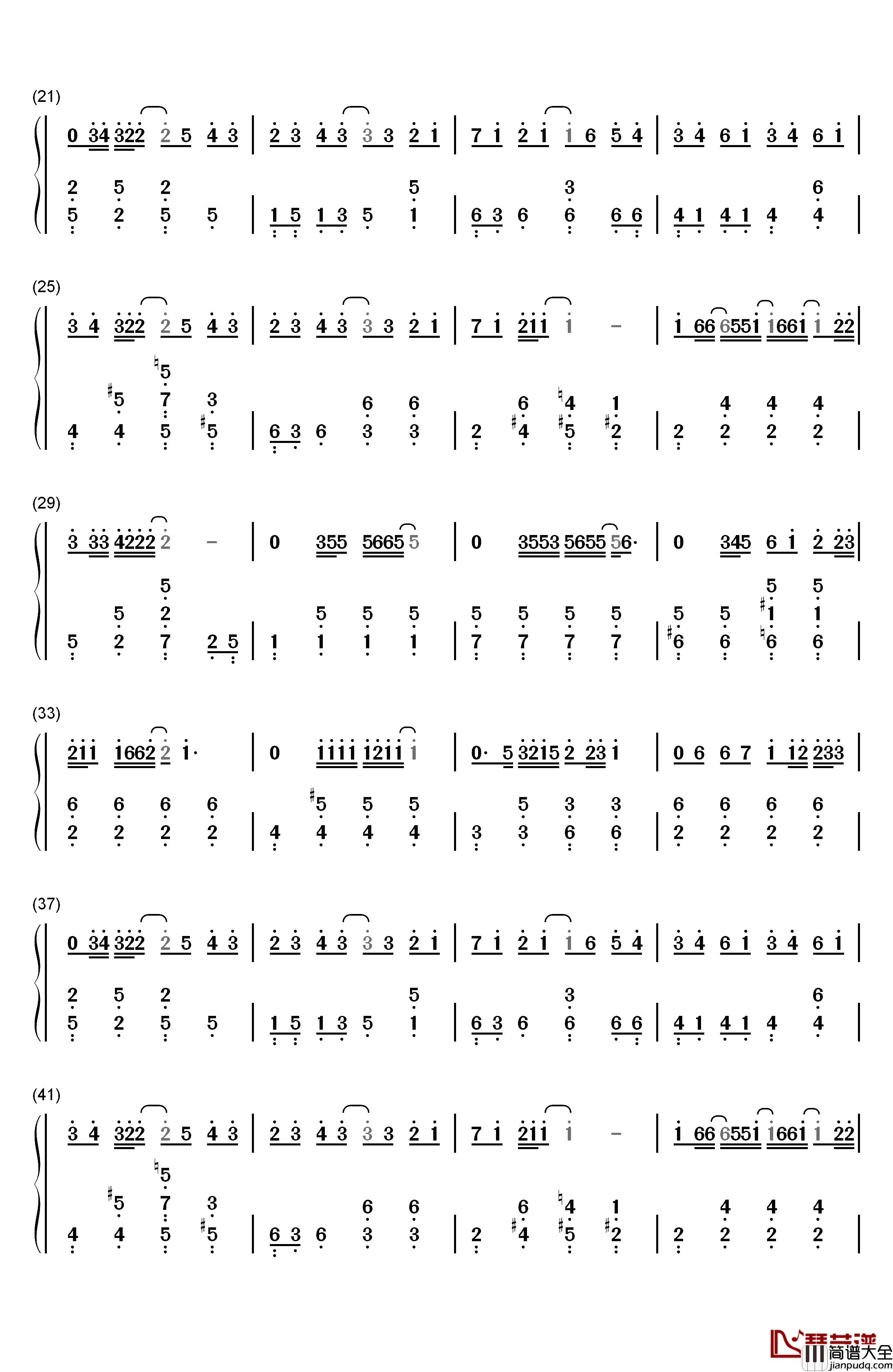Kiss_Goodbye钢琴简谱_数字双手_王力宏
