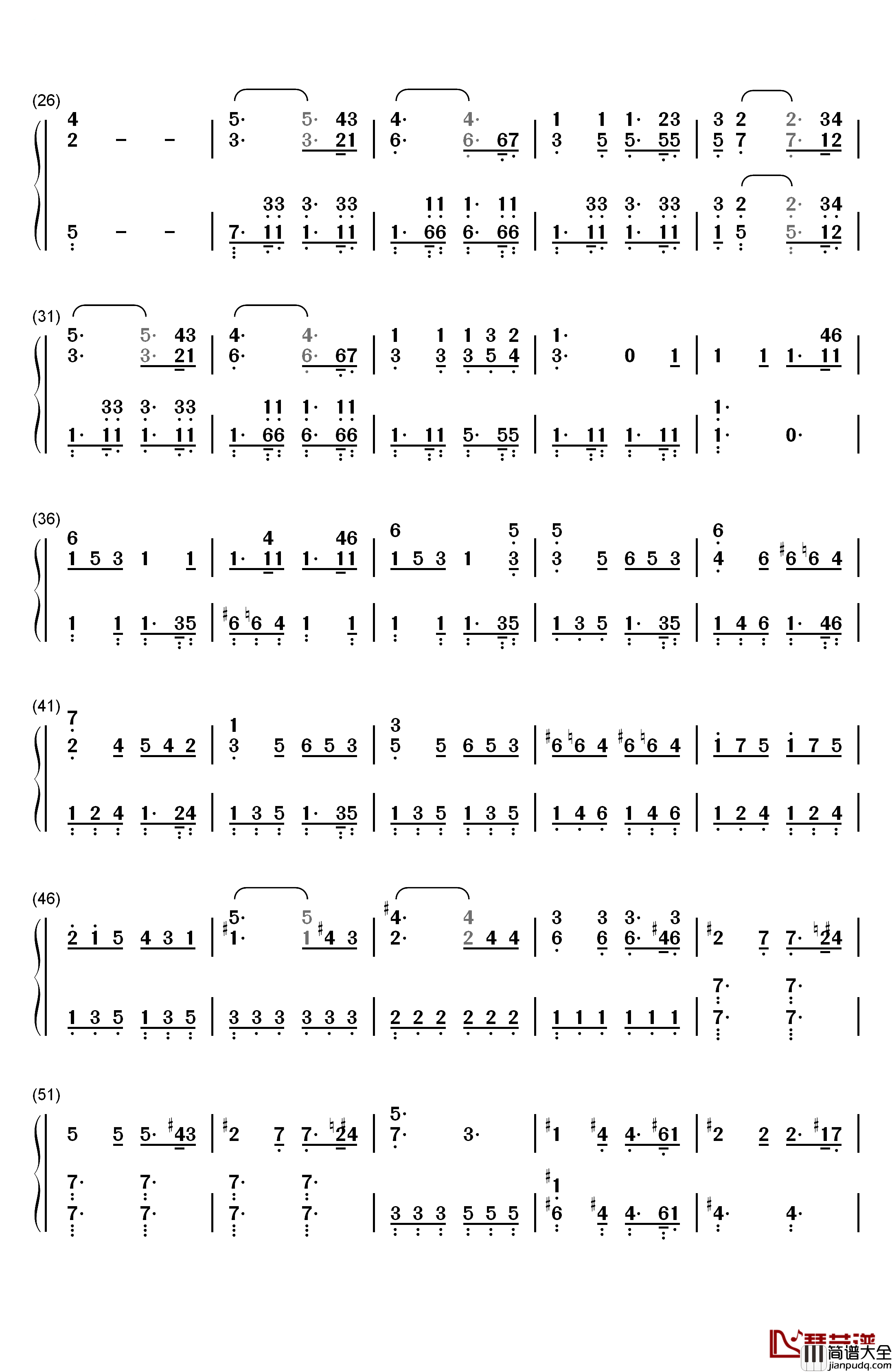 贝多芬第七号交响曲第一乐章钢琴简谱_数字双手_贝多芬