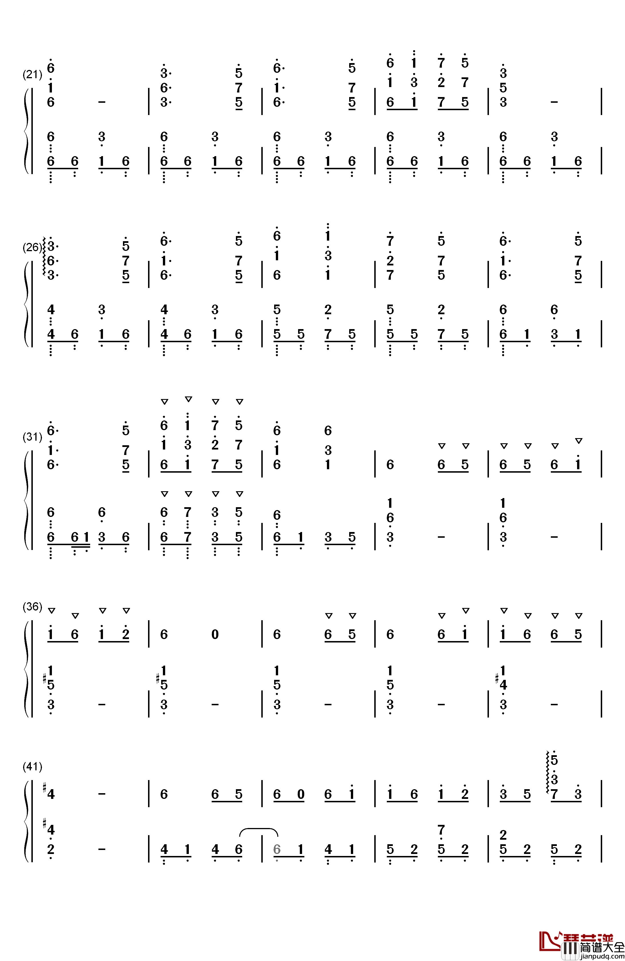 桃源恋歌钢琴简谱_数字双手_GARNIDELIA