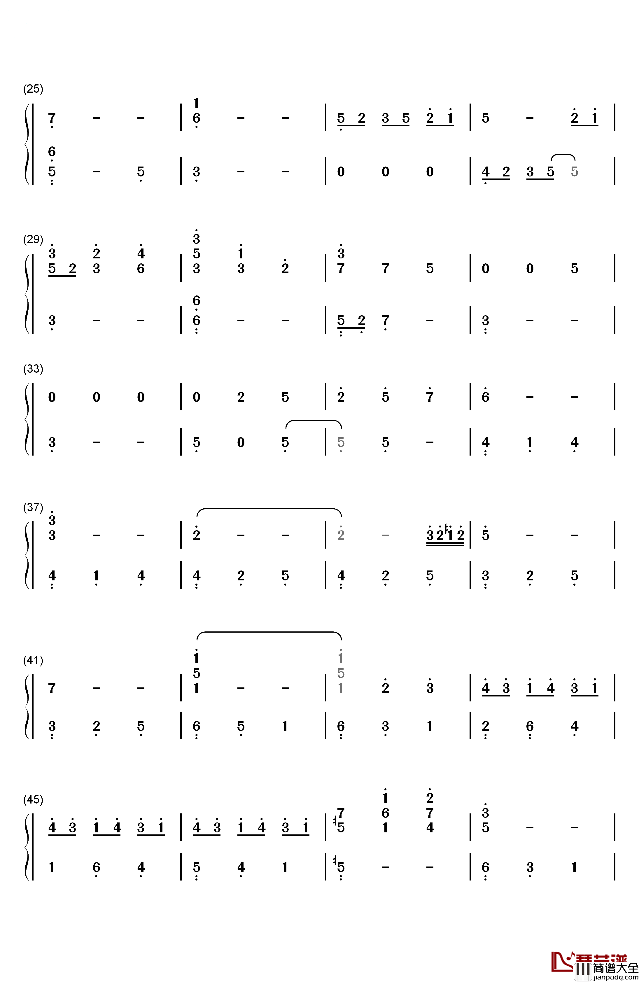 私の嘘_PianoSolo钢琴简谱_数字双手_横山克