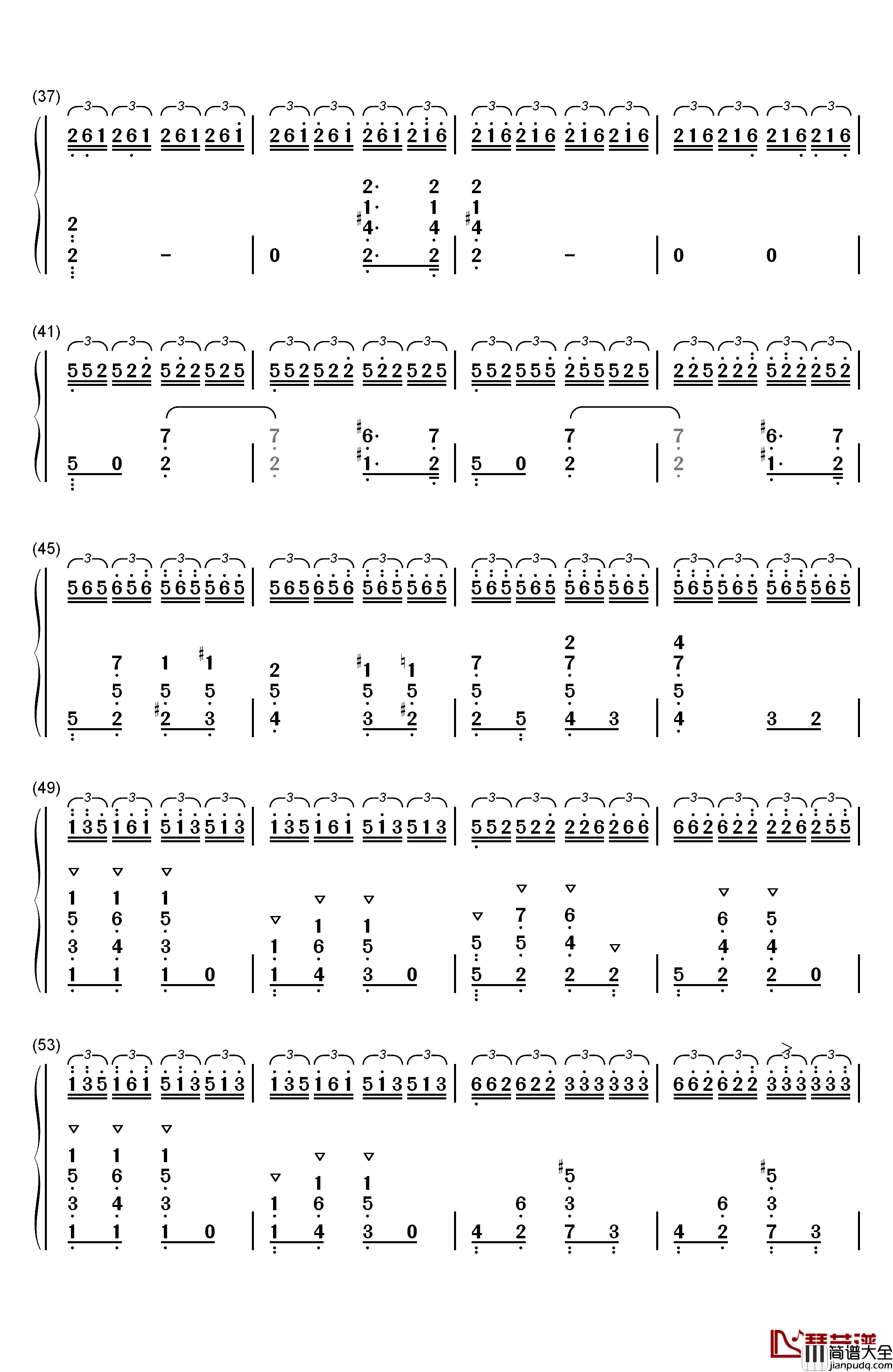 黑键练习曲钢琴简谱_数字双手_肖邦