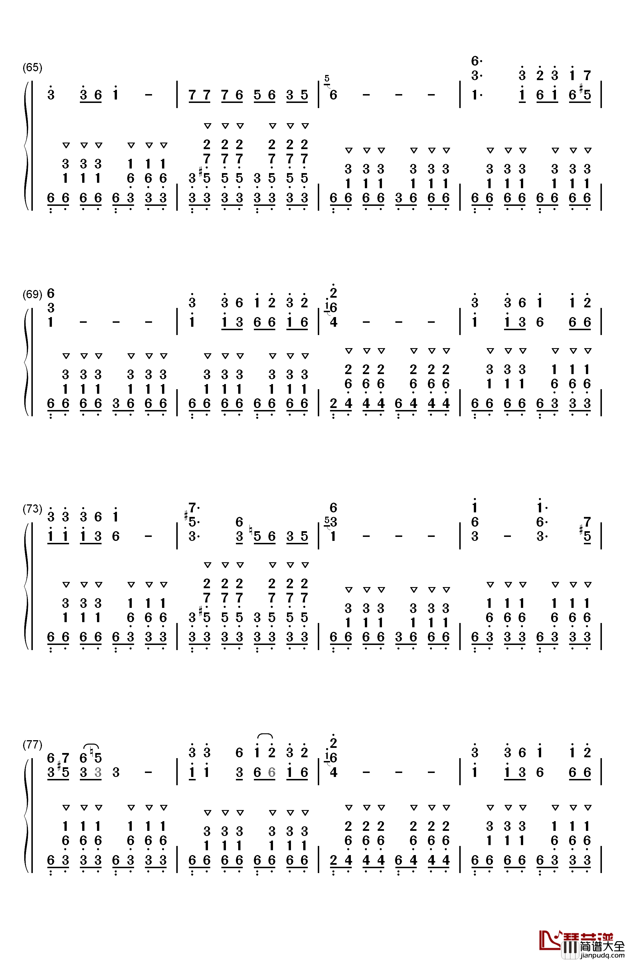 军中绿花钢琴简谱_数字双手_小曾