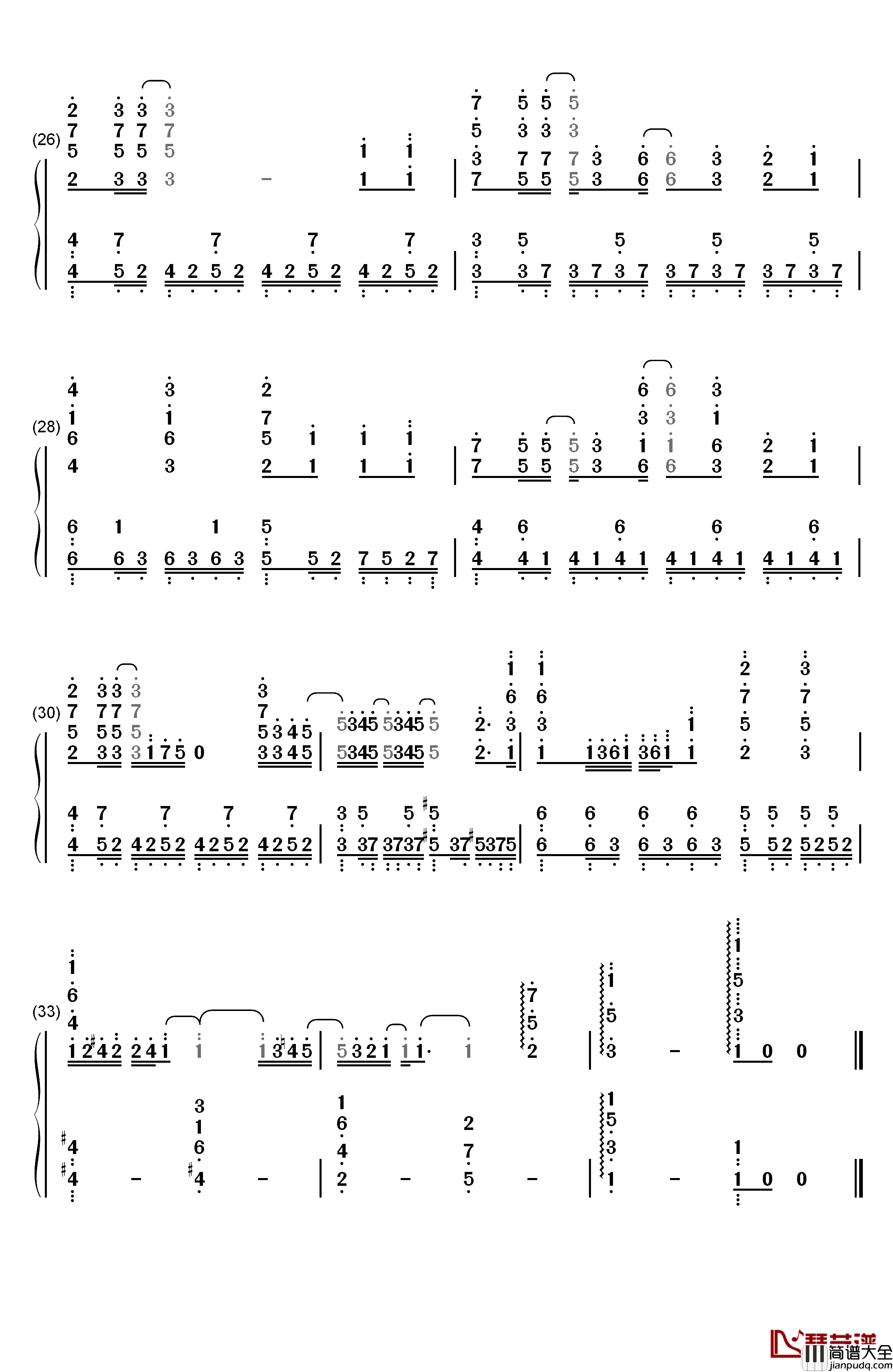 Over_and_Over钢琴简谱_数字双手_やなぎなぎ