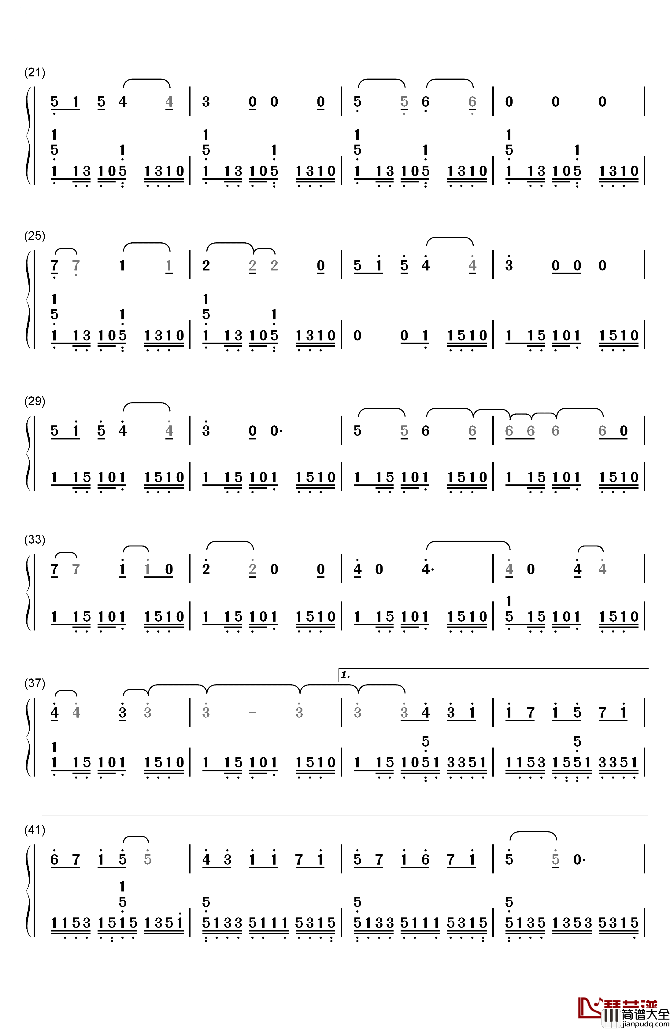 魔法使いの夜～メインテーマ钢琴简谱_数字双手_深泽秀行