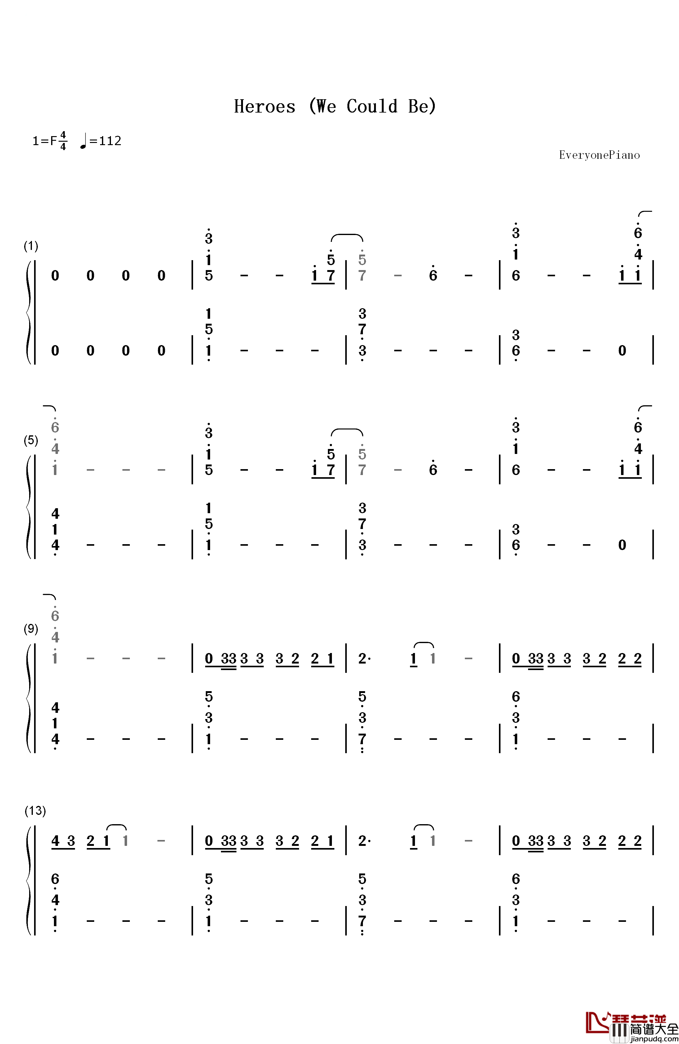 Heroes_(We_Could_Be)钢琴简谱_数字双手_Alesso_ft._Tove_Lo
