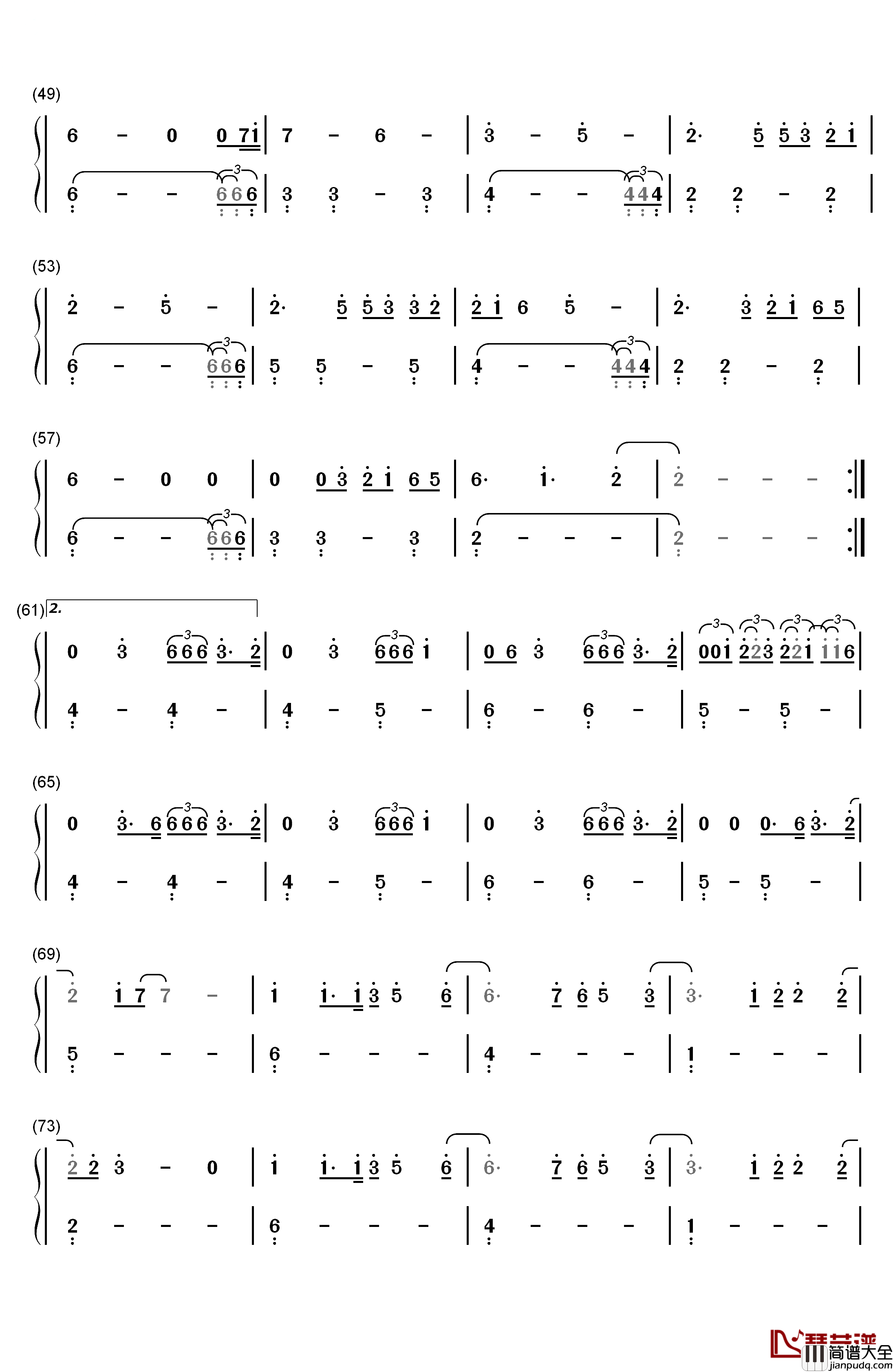 Reminding_Me钢琴简谱_数字双手_Shawn_Hook_Vanessa_Hudgens