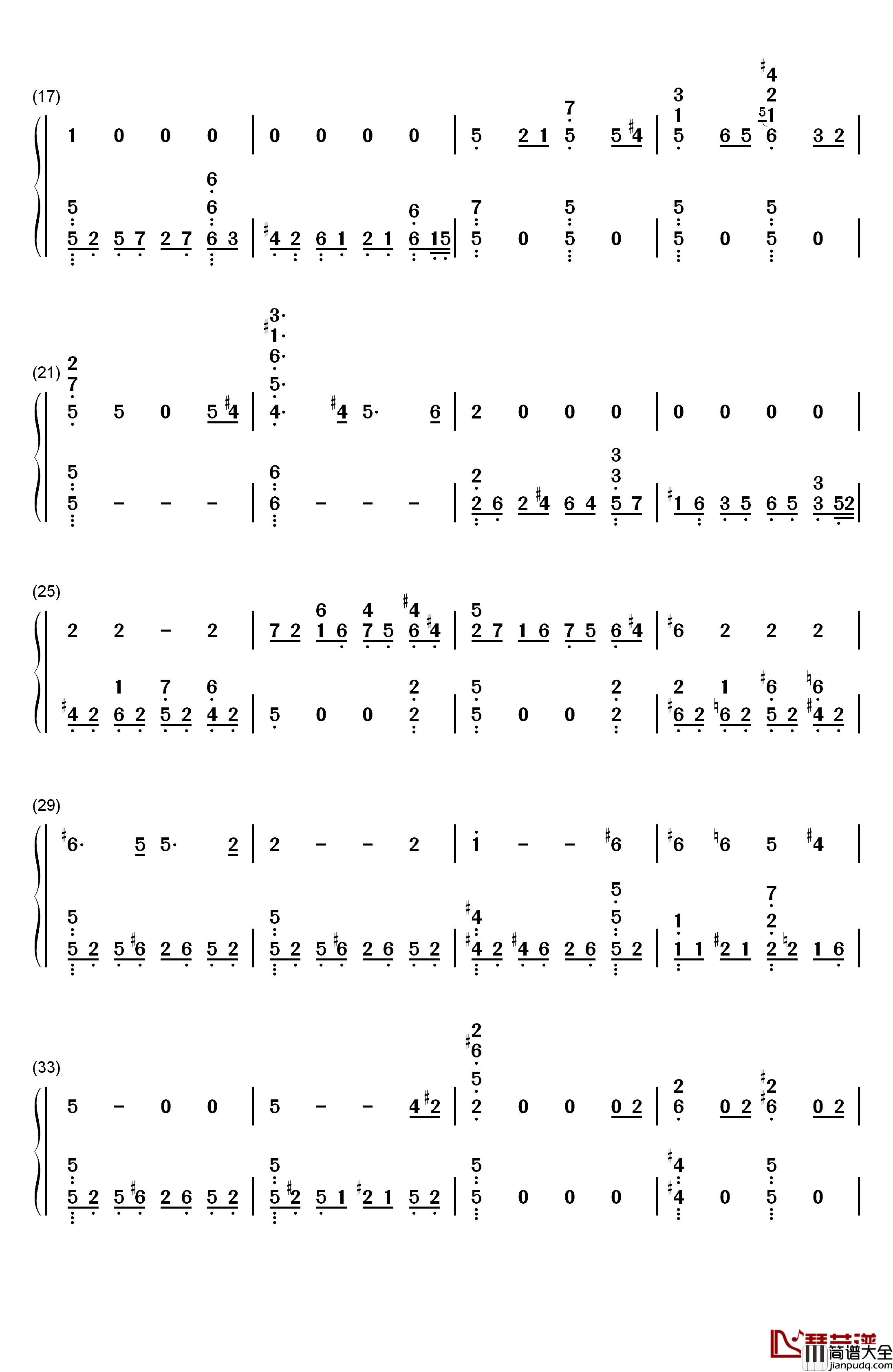 夜晚的奥秘钢琴简谱_数字双手_莫扎特