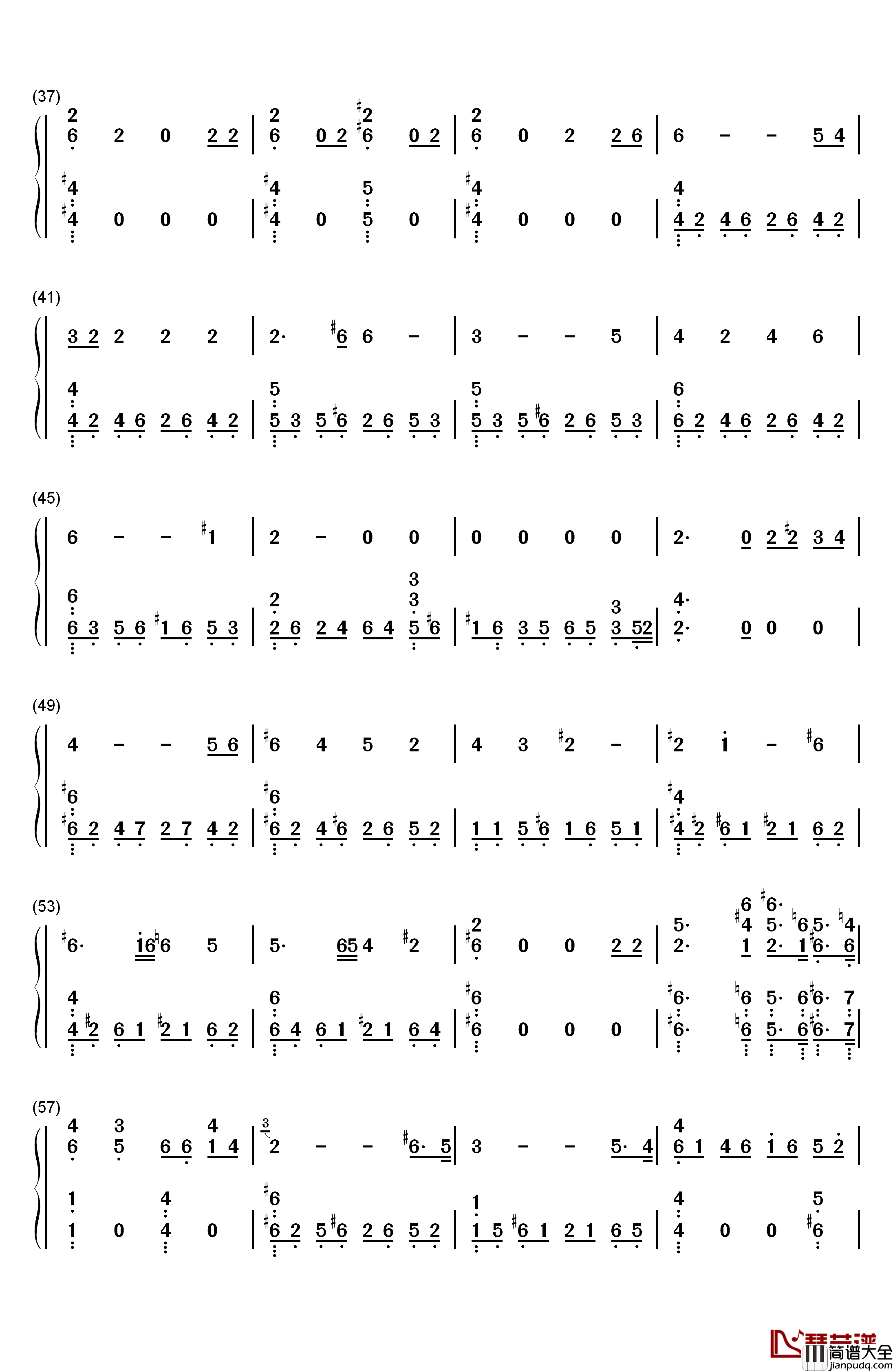 夜晚的奥秘钢琴简谱_数字双手_莫扎特