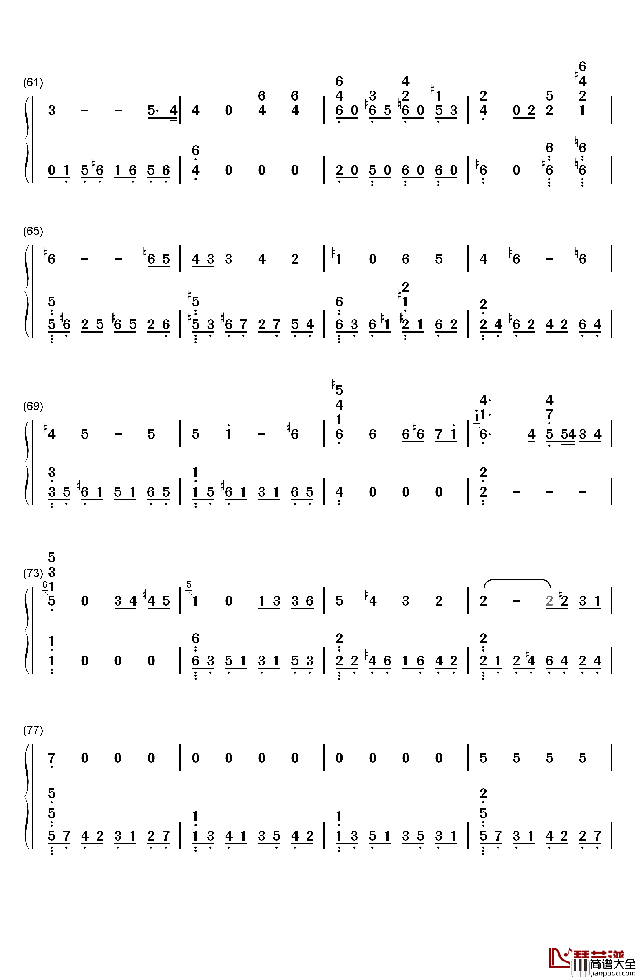 夜晚的奥秘钢琴简谱_数字双手_莫扎特