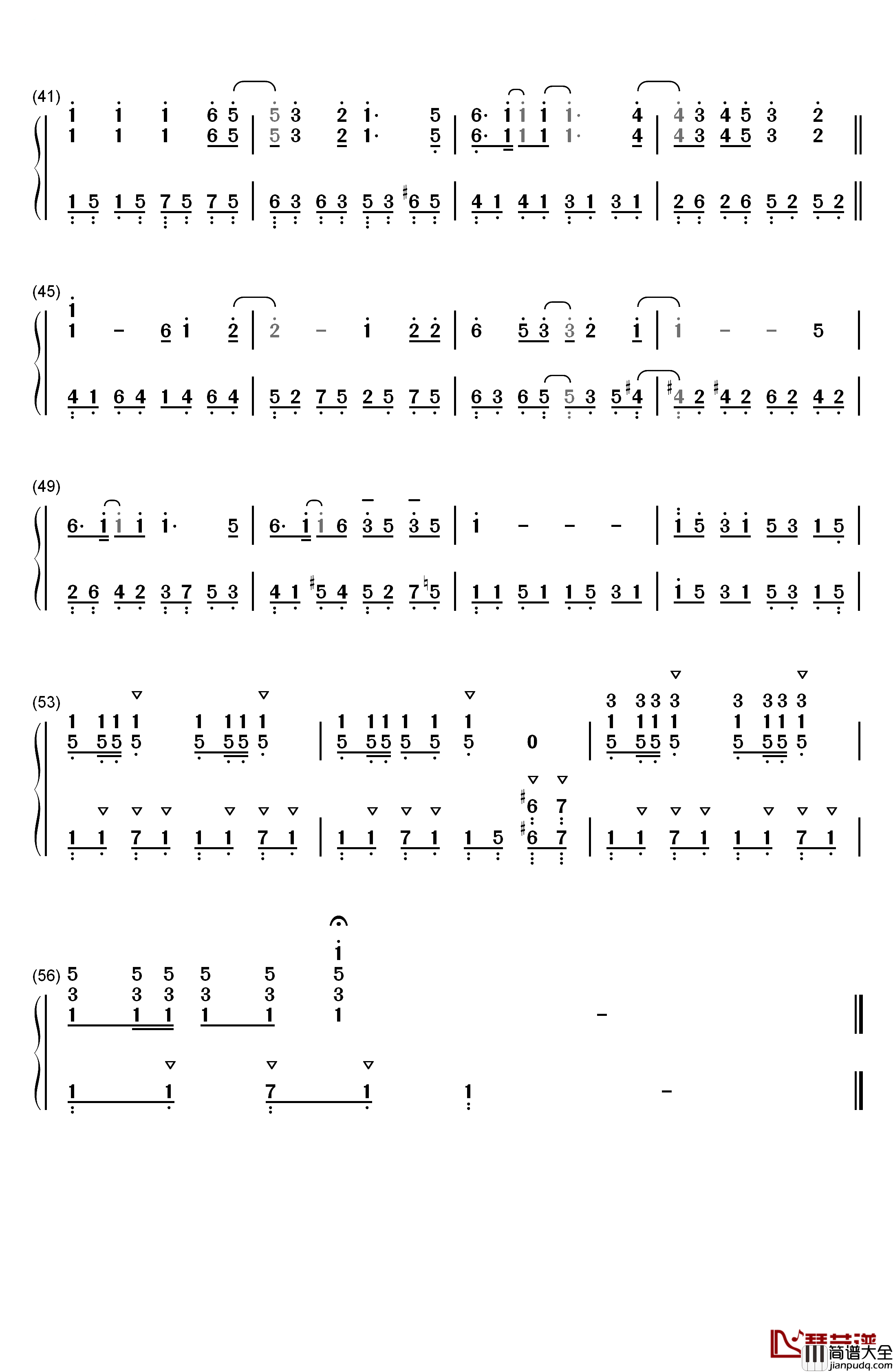 うまるん体操钢琴简谱_数字双手_田中爱美_影山灯_白石晴香_古川由利奈