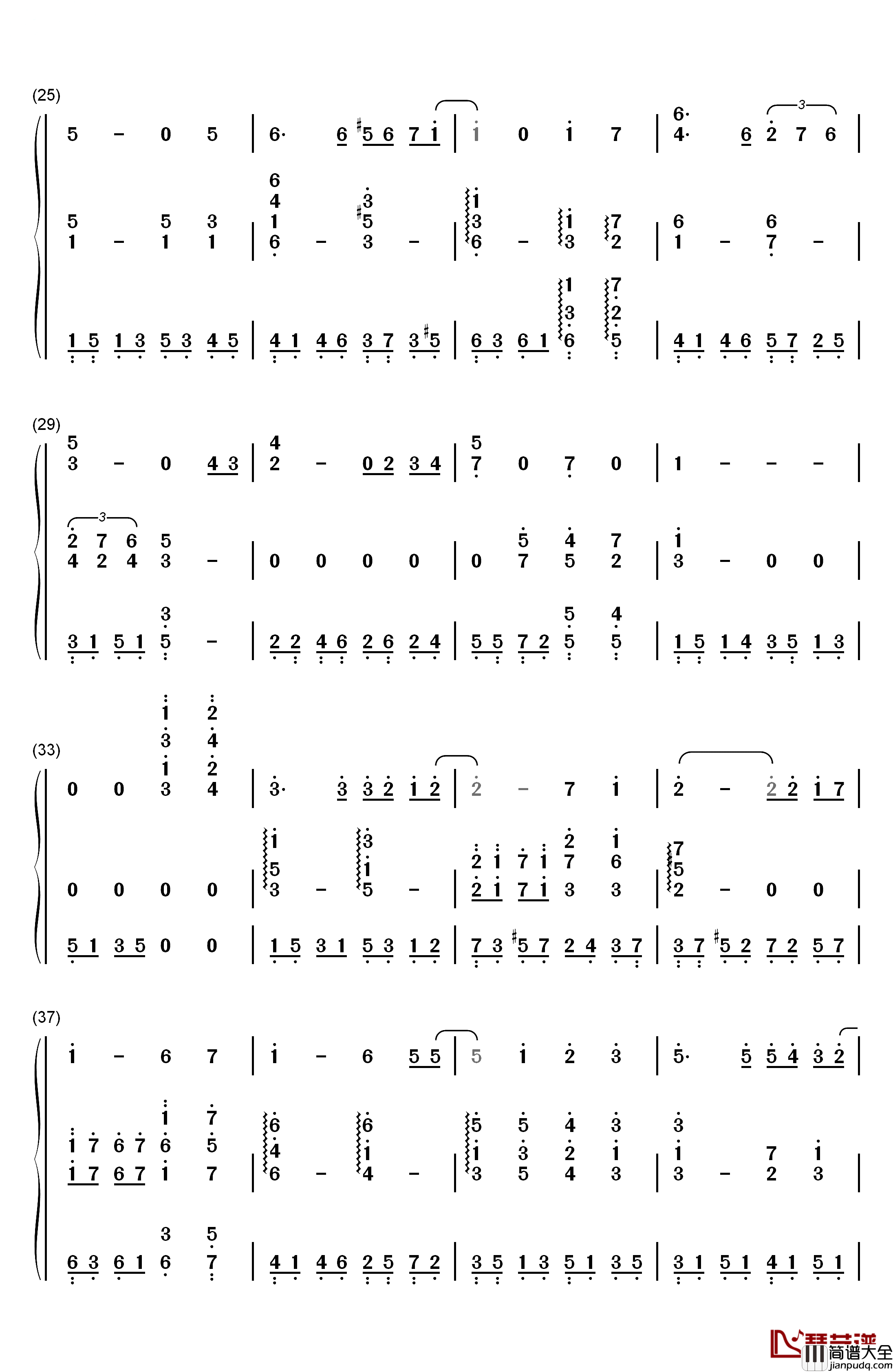 宫崎骏的天空与河流钢琴简谱_数字双手_未知
