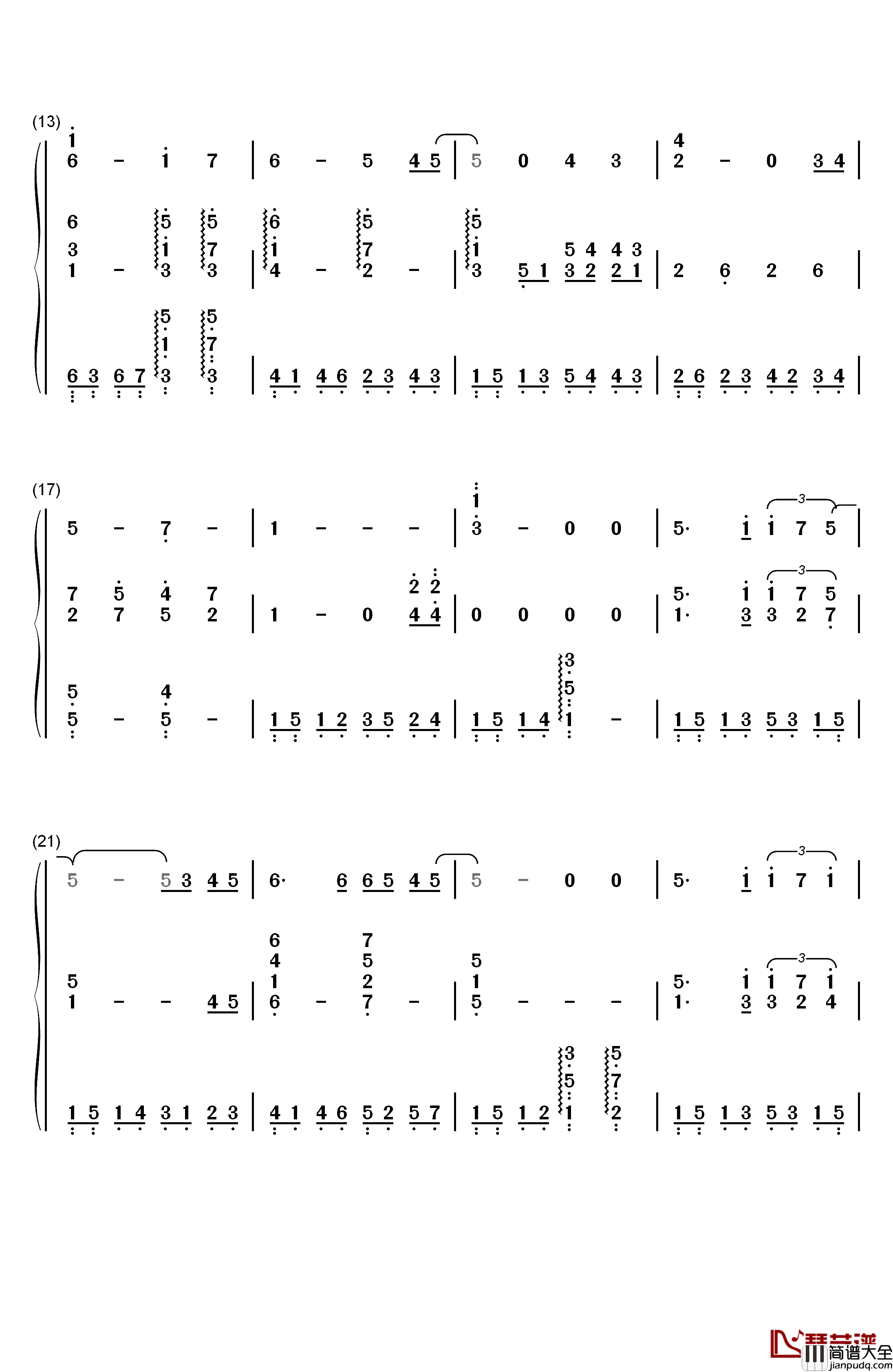 宫崎骏的天空与河流钢琴简谱_数字双手_未知