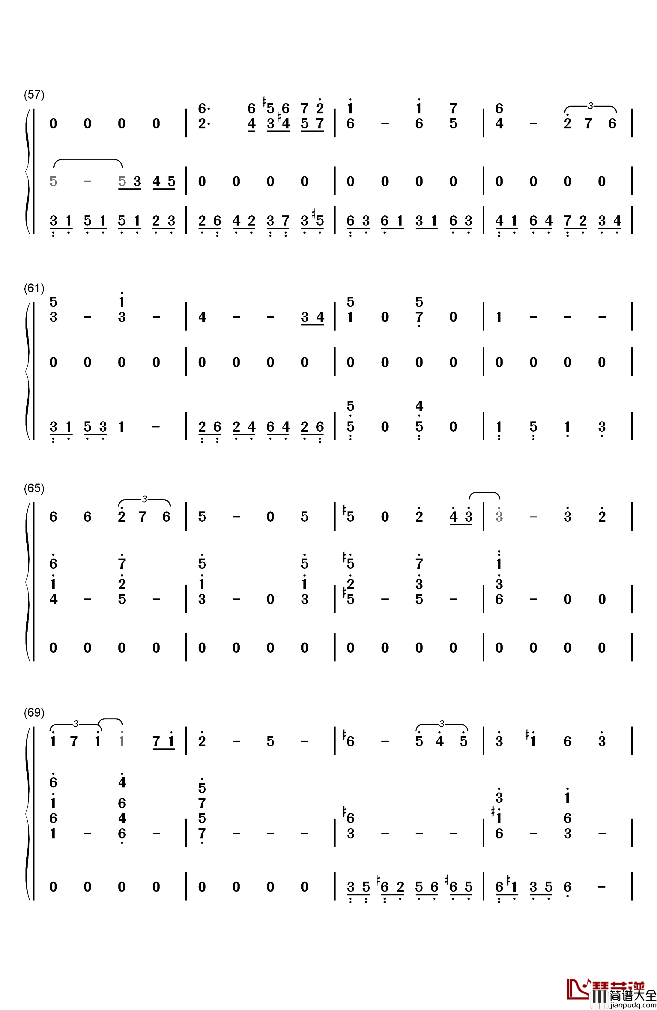 宫崎骏的天空与河流钢琴简谱_数字双手_未知