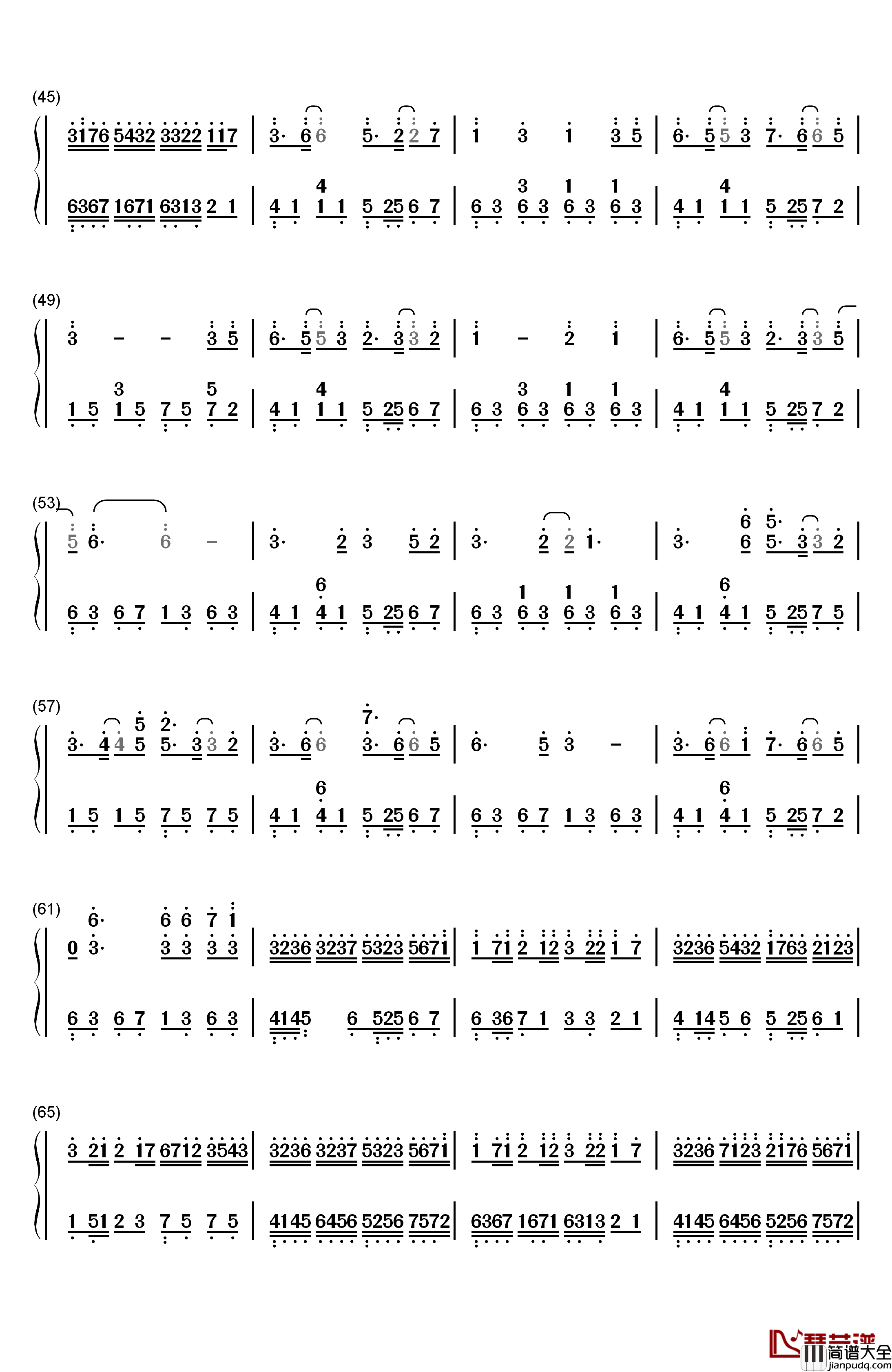 爱情似花钢琴简谱_数字双手_Sweet_Rain