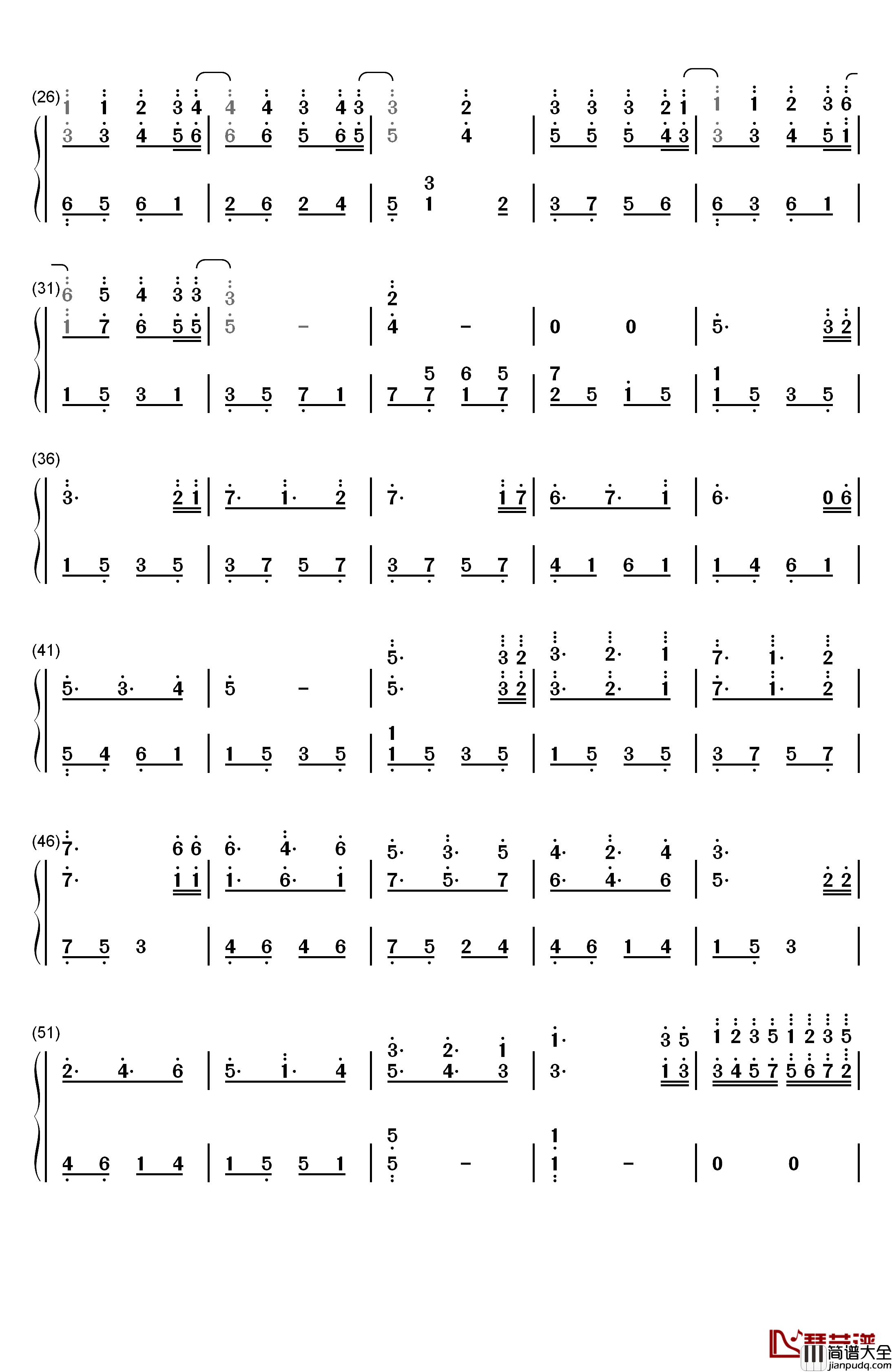 星星小夜曲钢琴简谱_数字双手_理查德克莱德曼