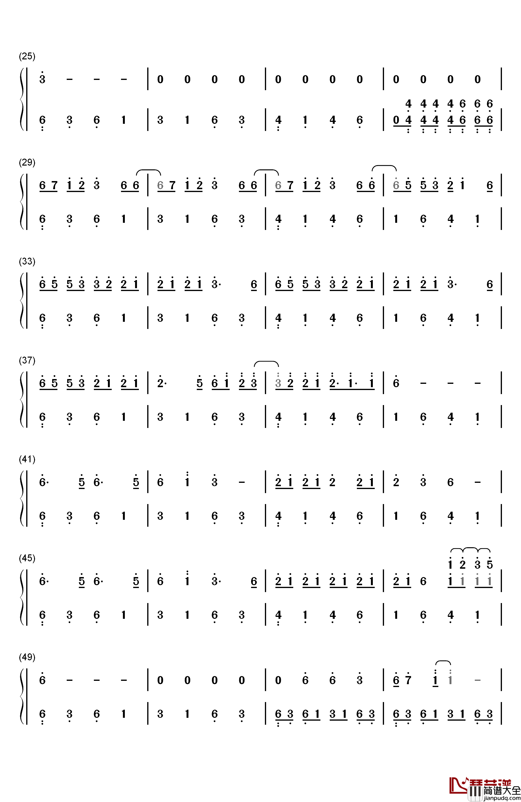 心疼你的过去钢琴简谱_数字双手_许嵩