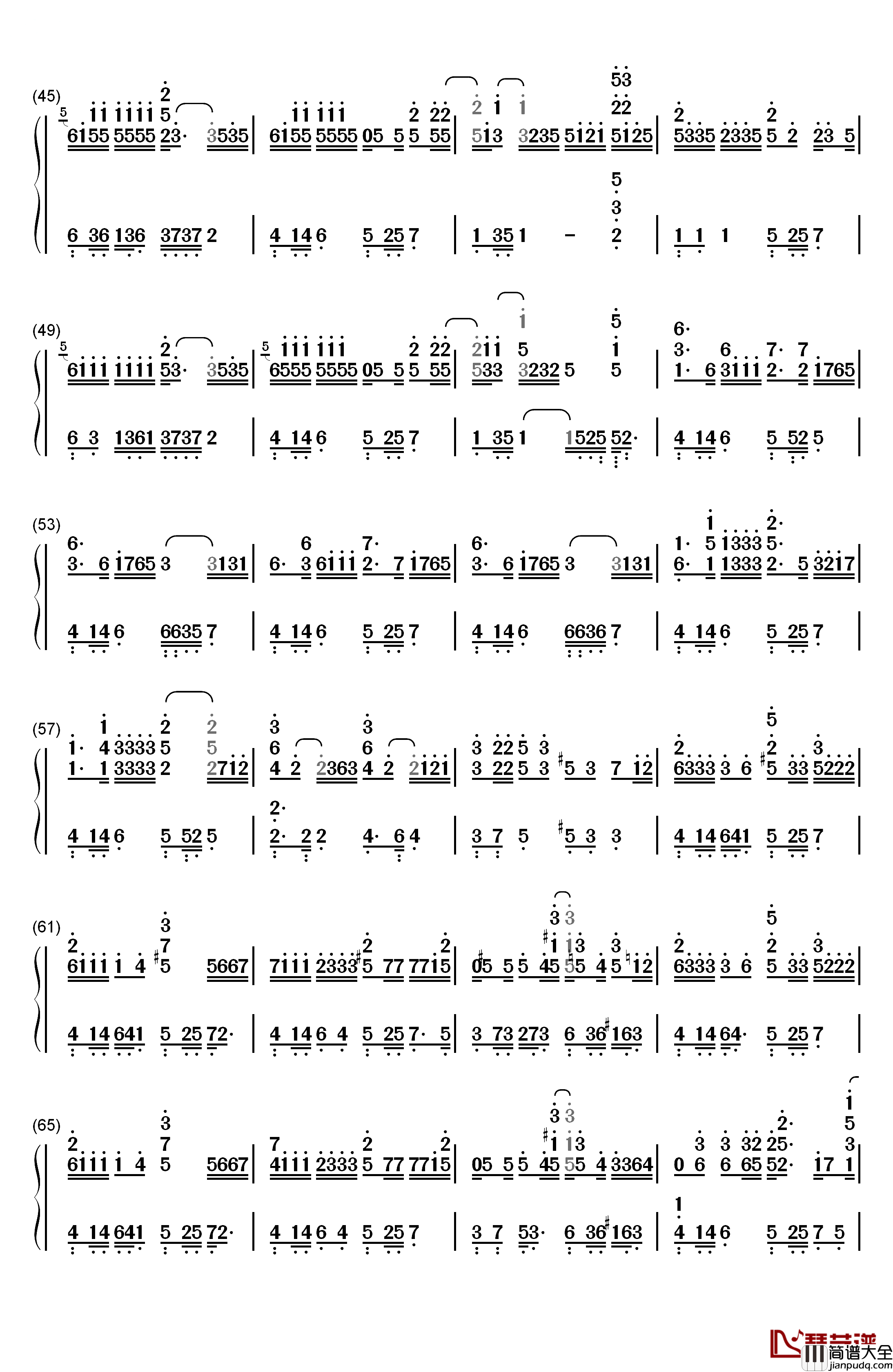 樱花樱花想见你钢琴简谱_数字双手_高野健一