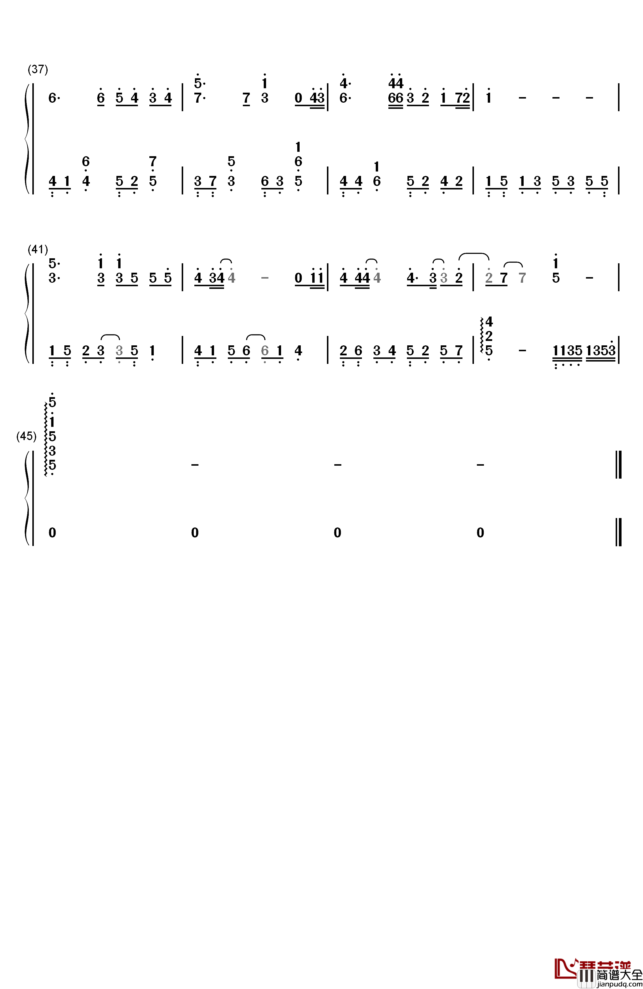 后来简易版钢琴简谱_数字双手_刘若英