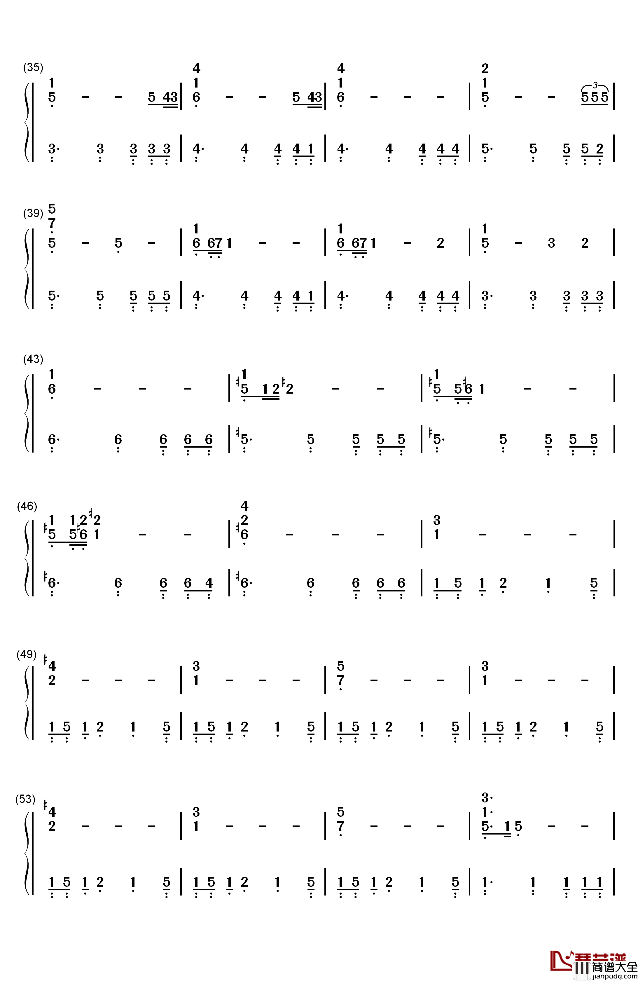 Ocean钢琴简谱_数字双手_永田権太