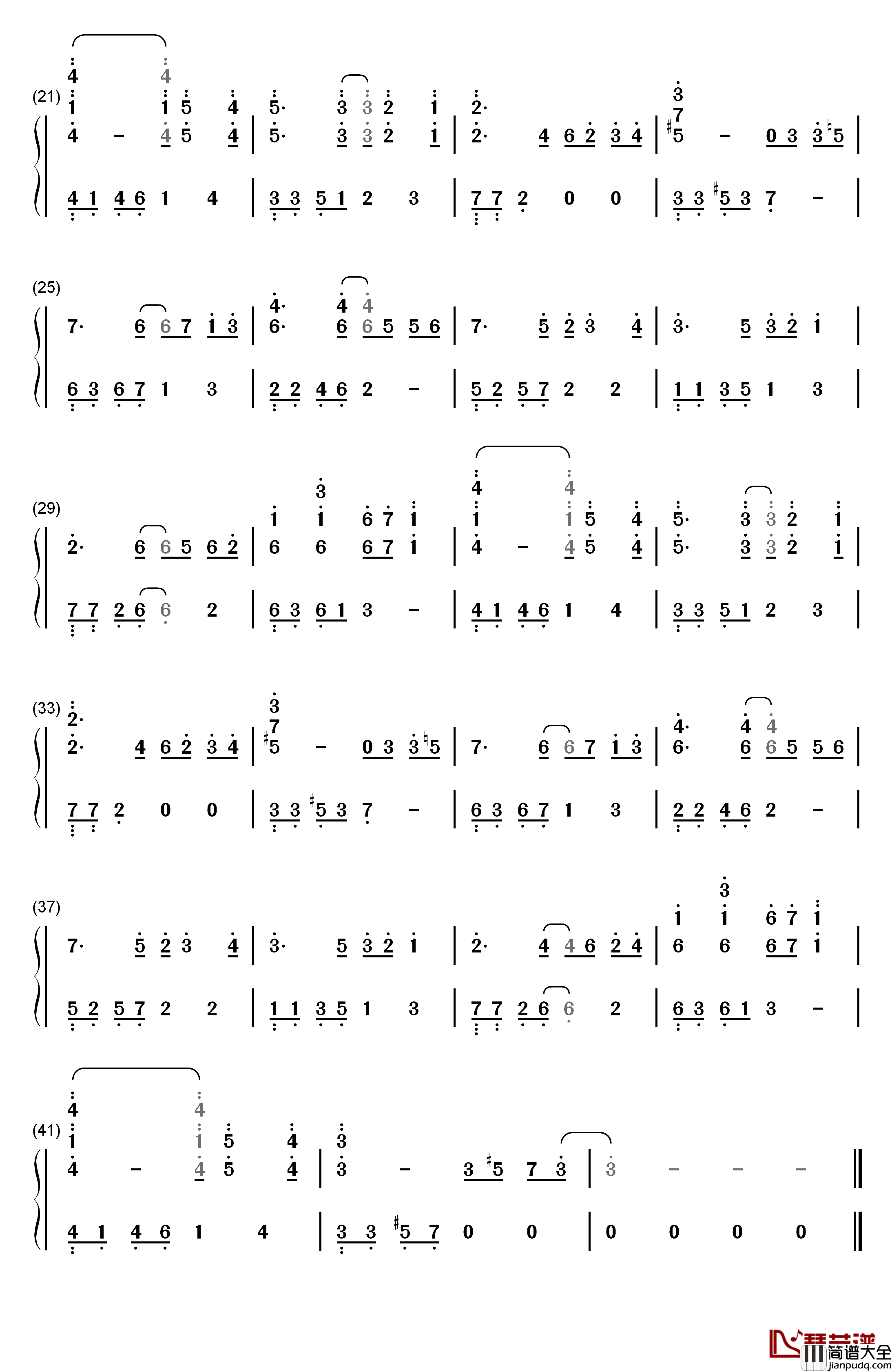 雪豹第32集背景音乐钢琴简谱_数字双手_雪豹