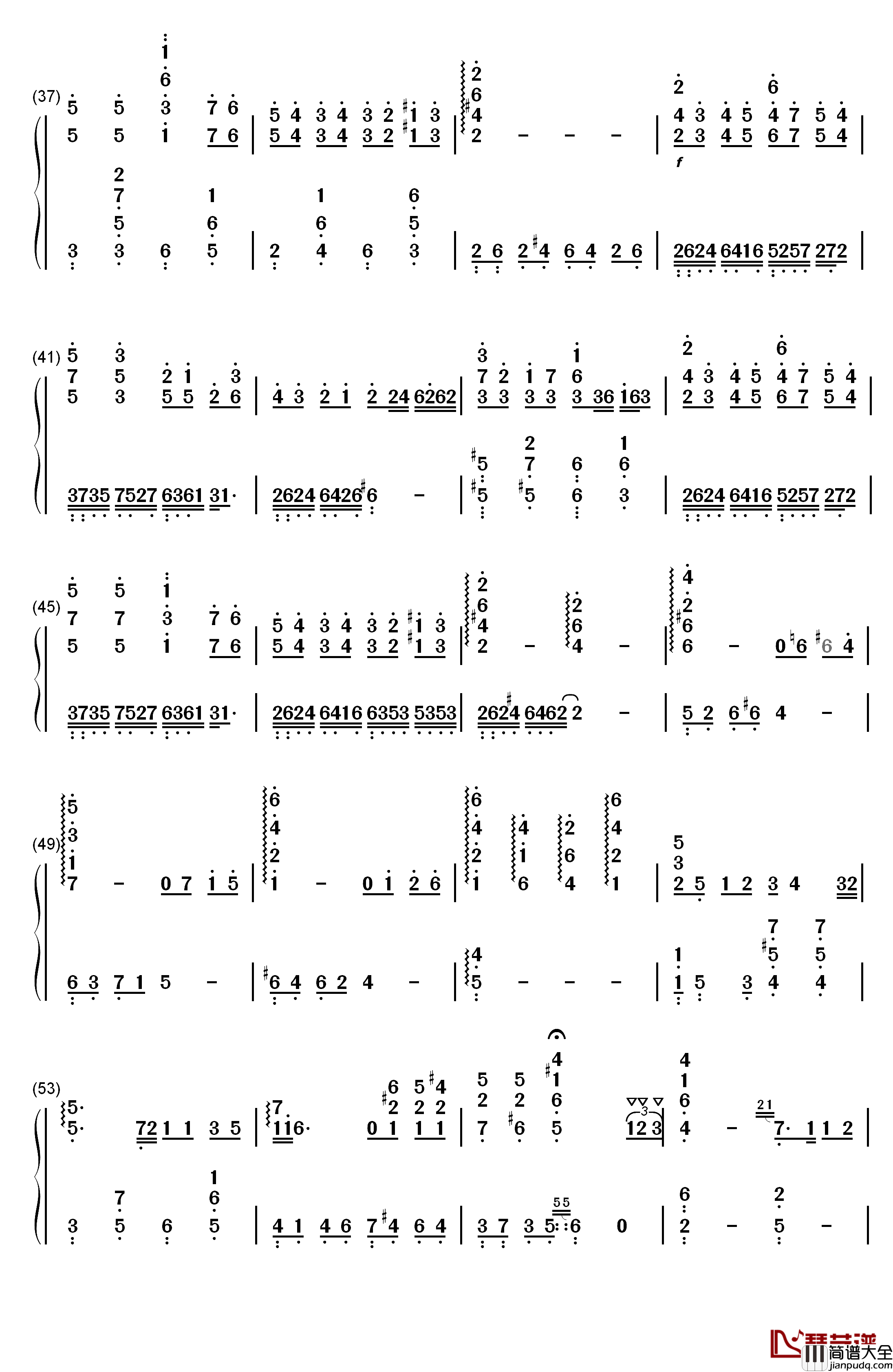 Friends钢琴简谱_数字双手_久石让