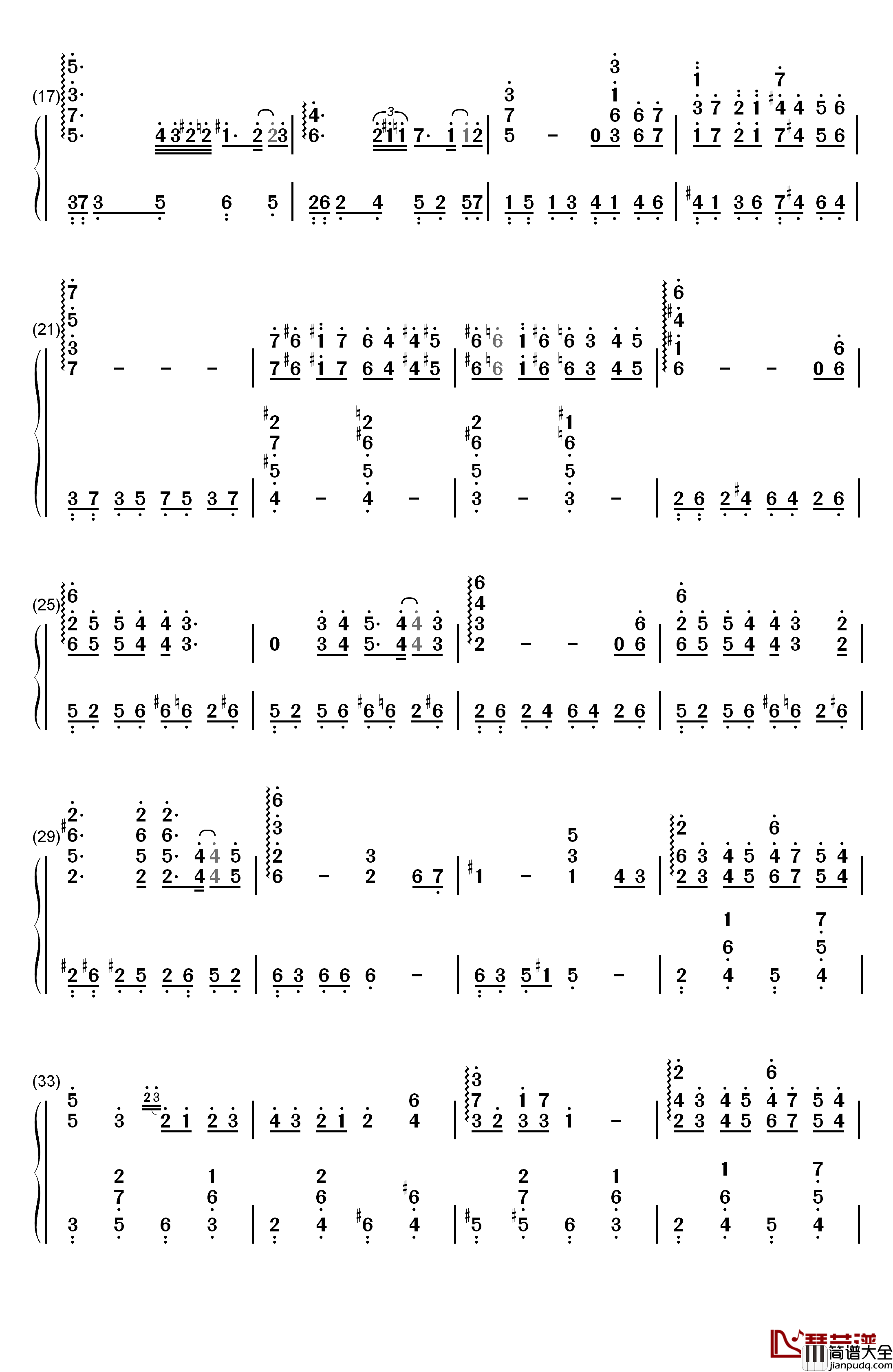 Friends钢琴简谱_数字双手_久石让