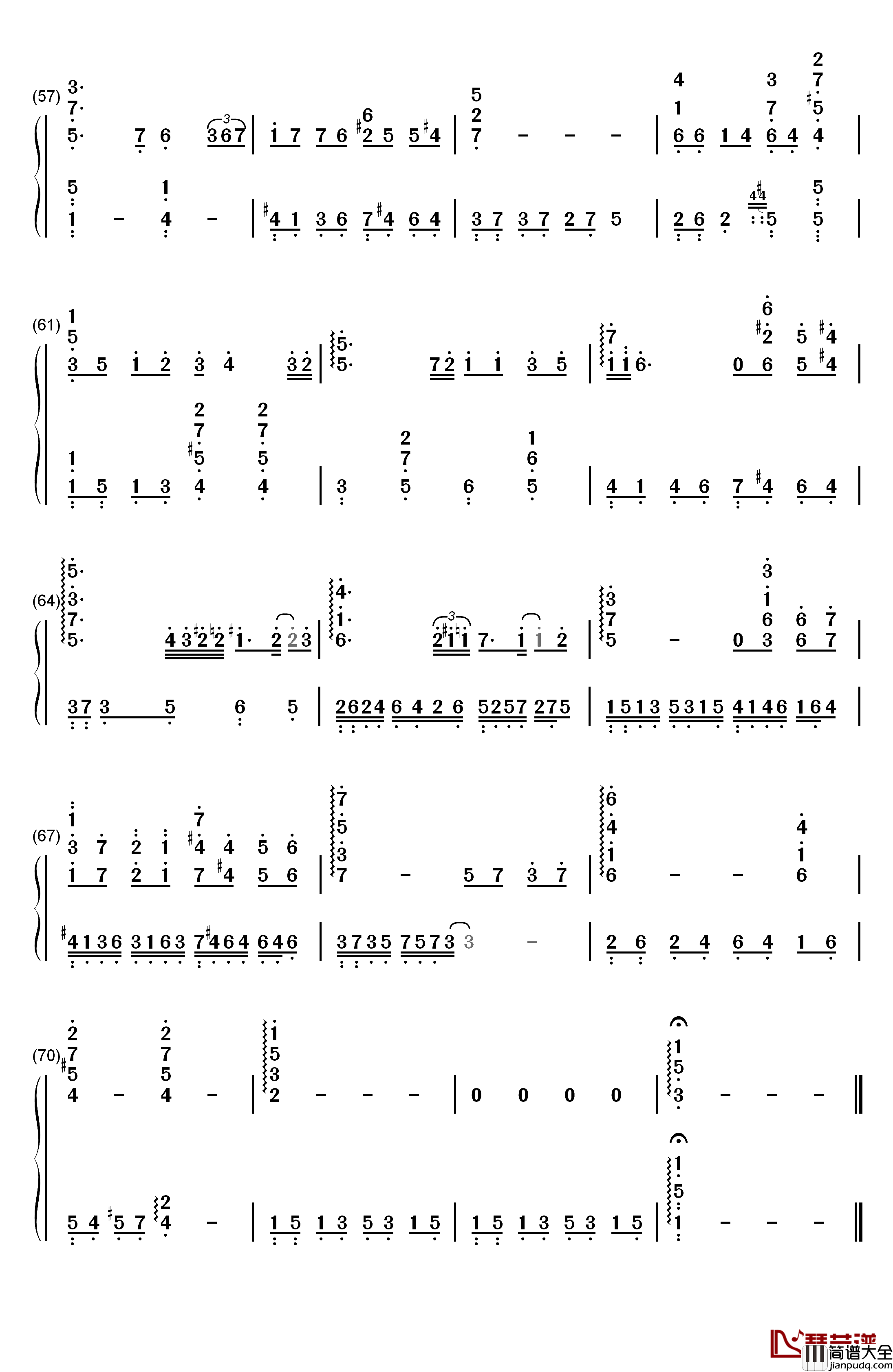 Friends钢琴简谱_数字双手_久石让