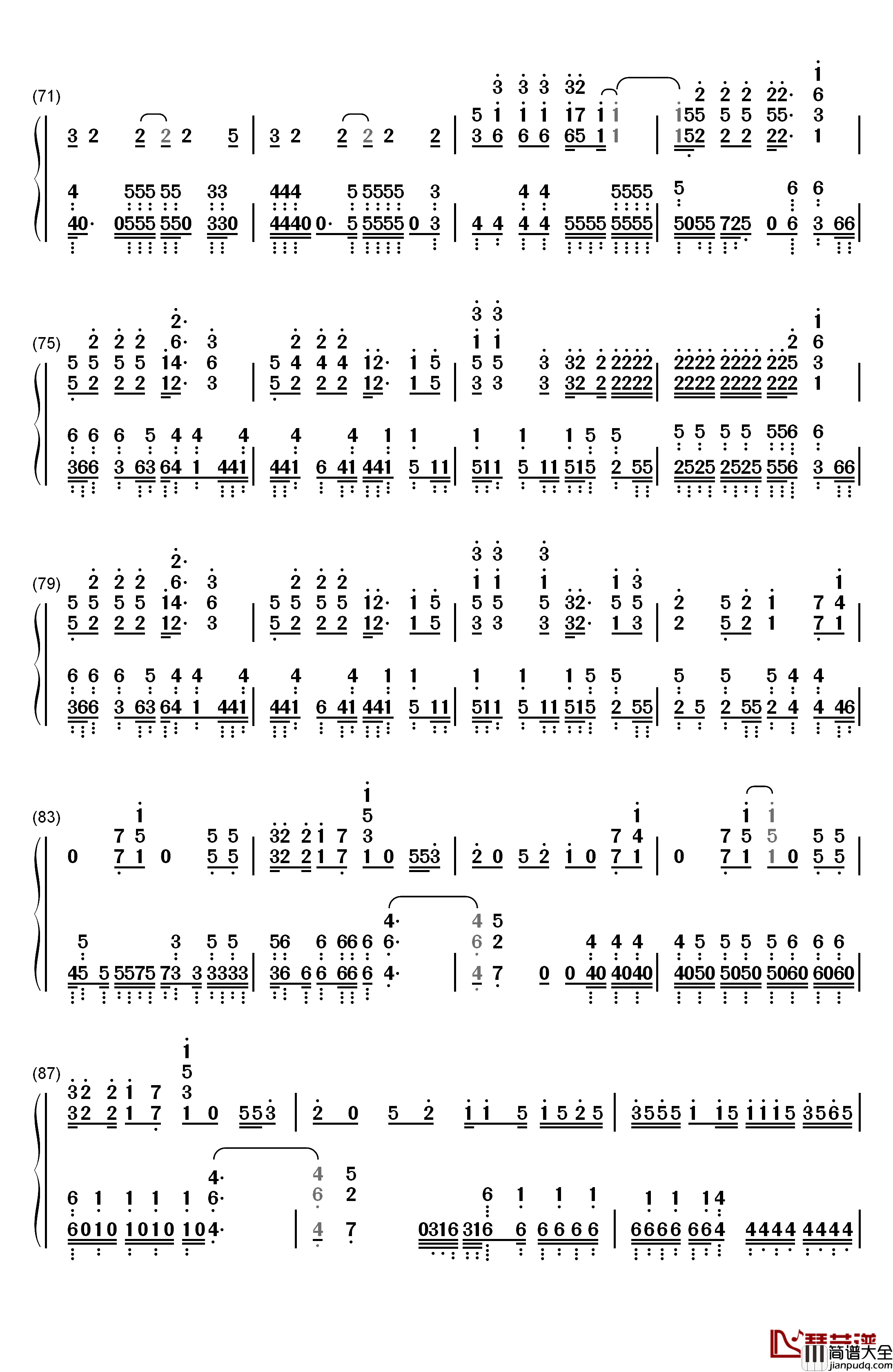 空に歌えば钢琴简谱_数字双手_amazarashi