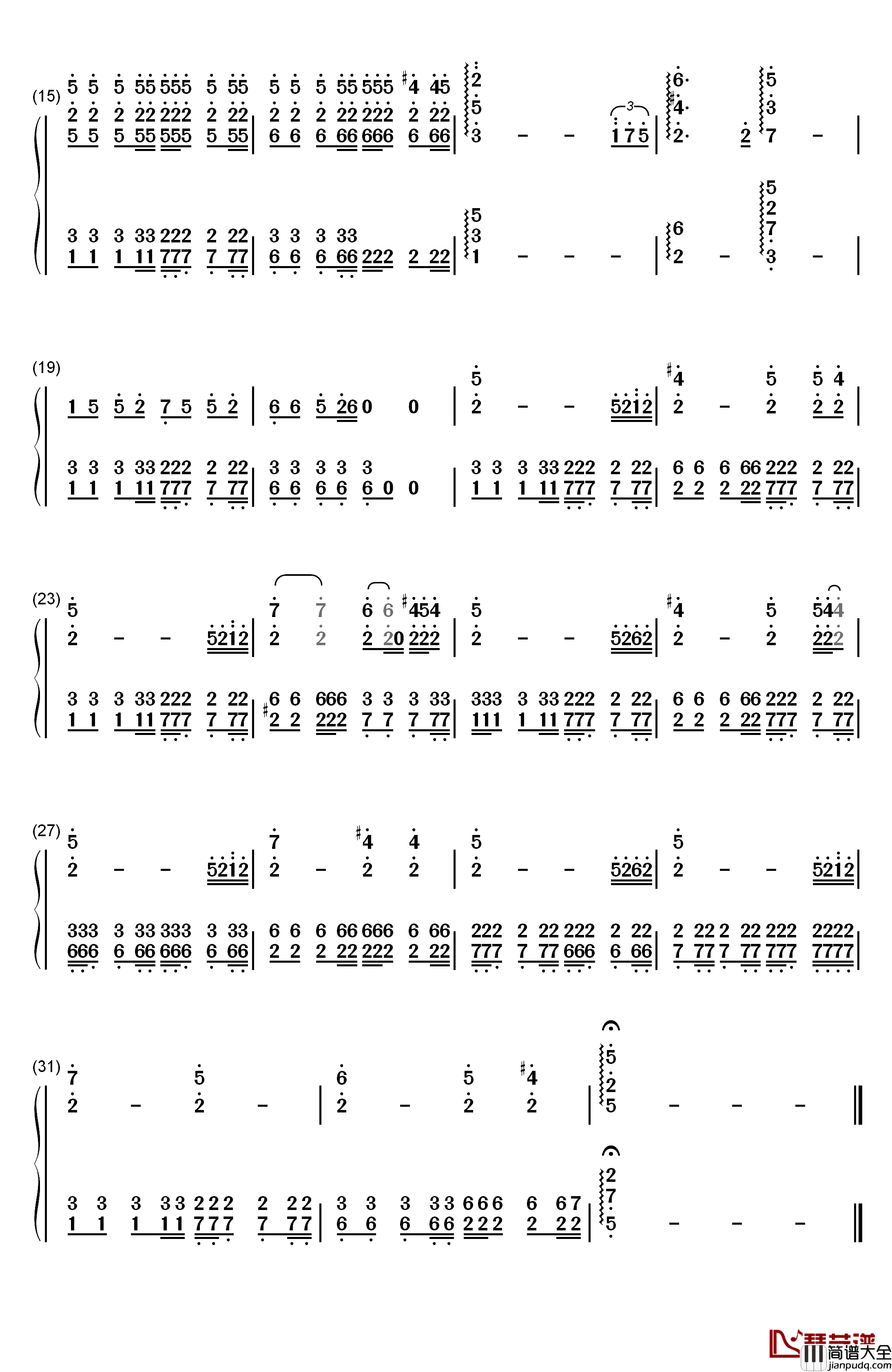 月花钢琴简谱_数字双手_nano.RIPE