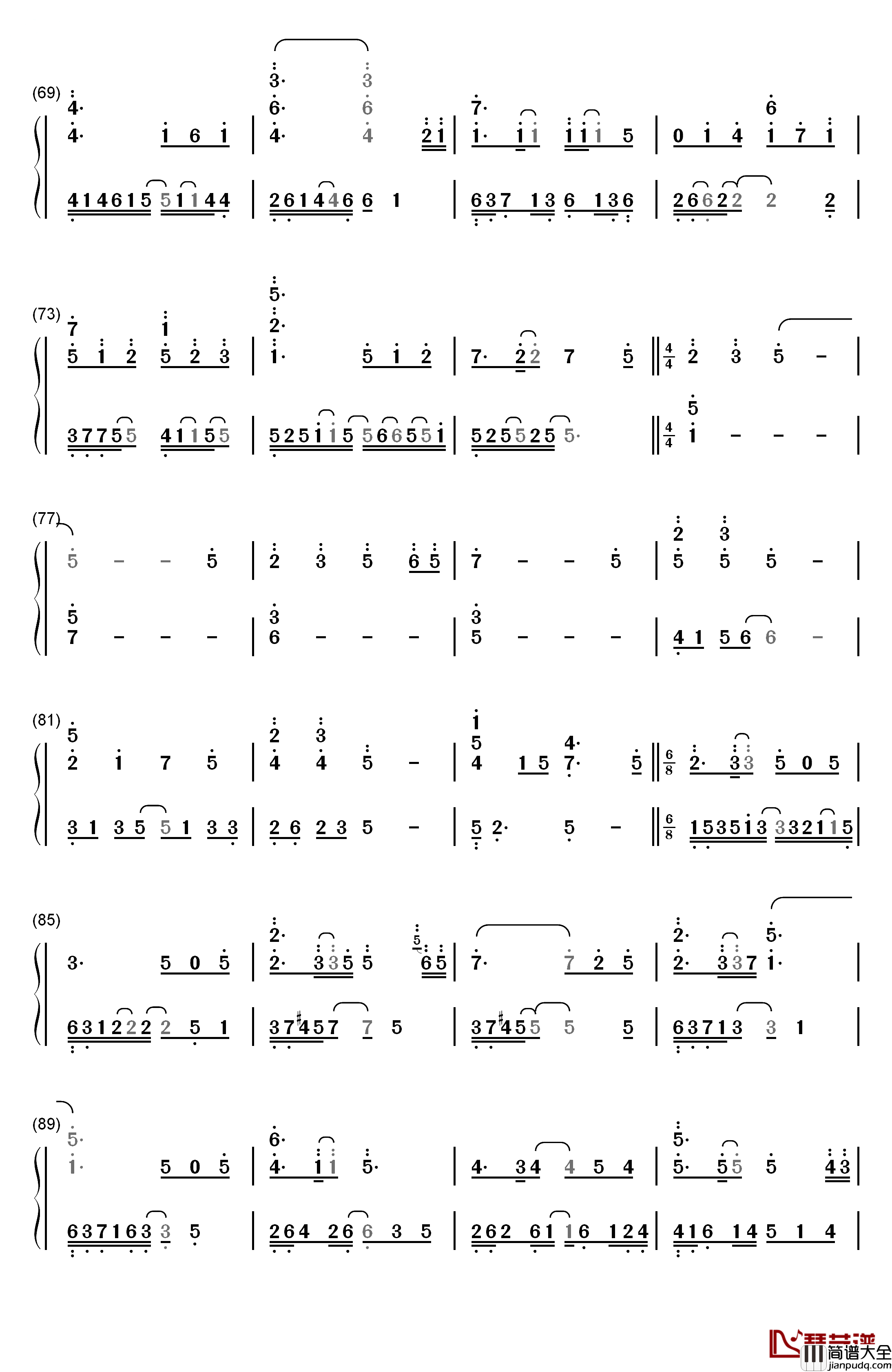 Ribbonized钢琴简谱_数字双手_李闰珉
