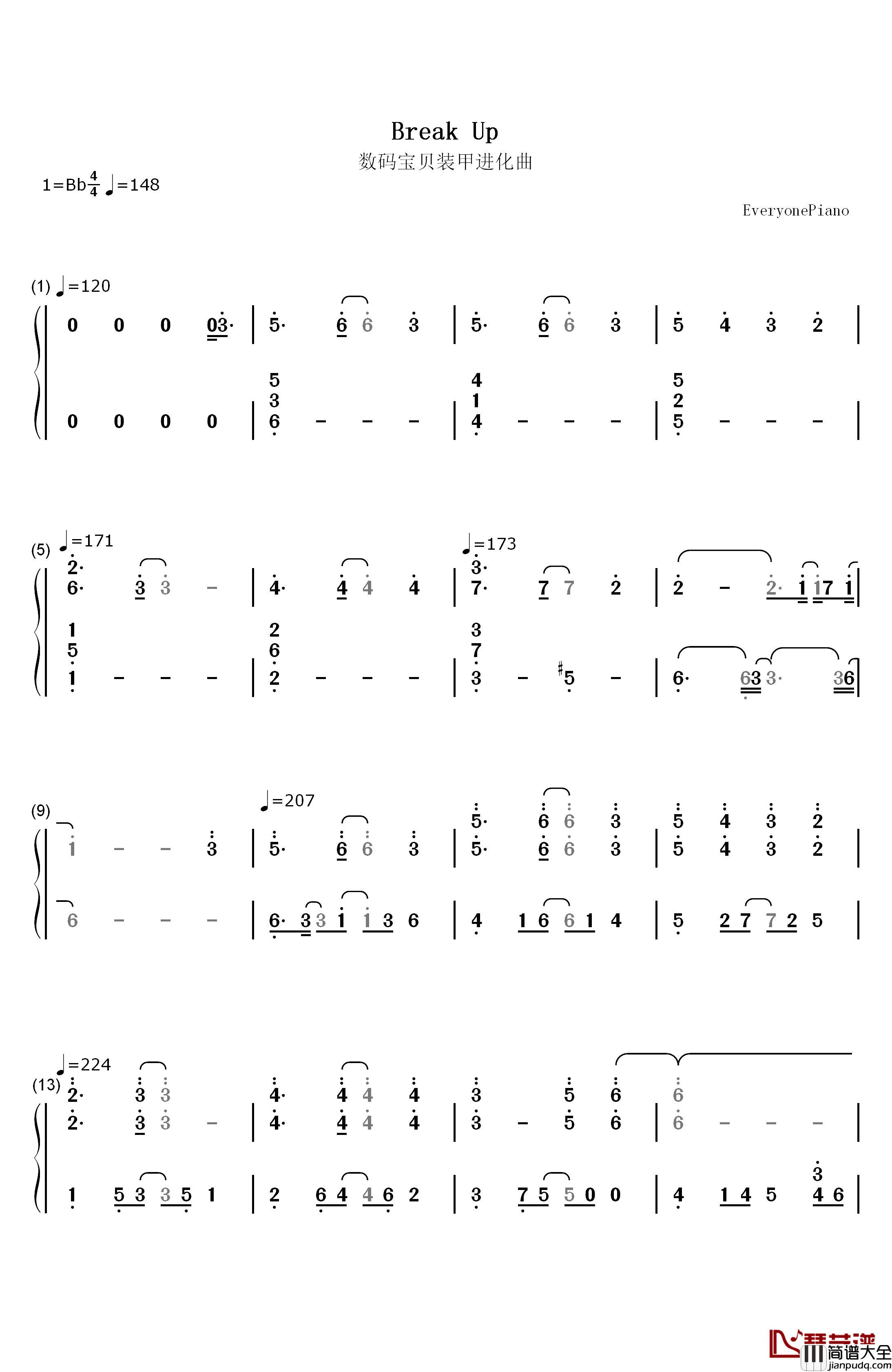 Break_Up钢琴简谱_数字双手_宫崎步