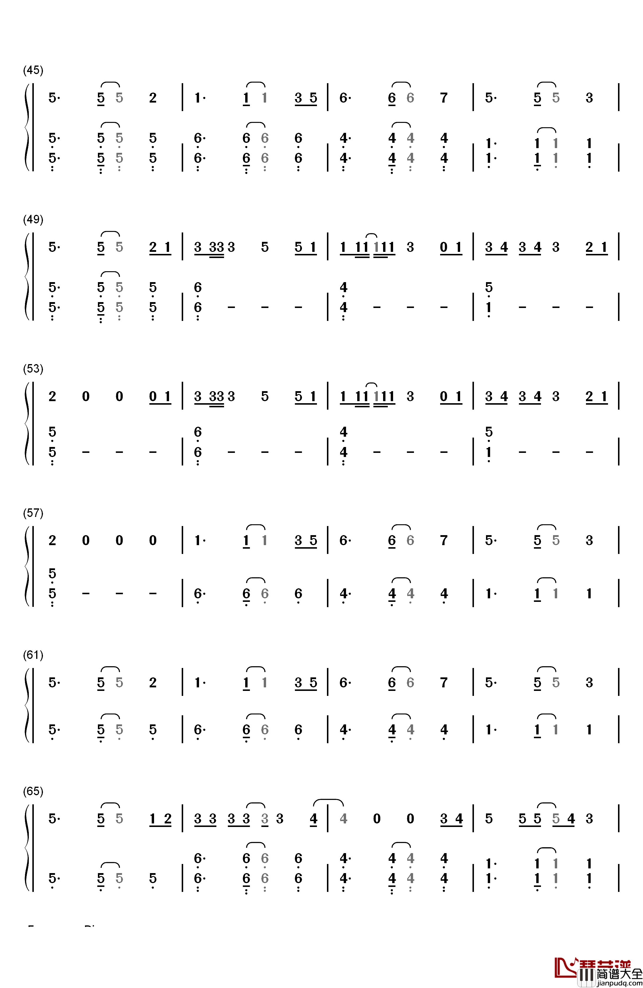 Stay With Me钢琴简谱_数字双手_朴灿烈_Punch