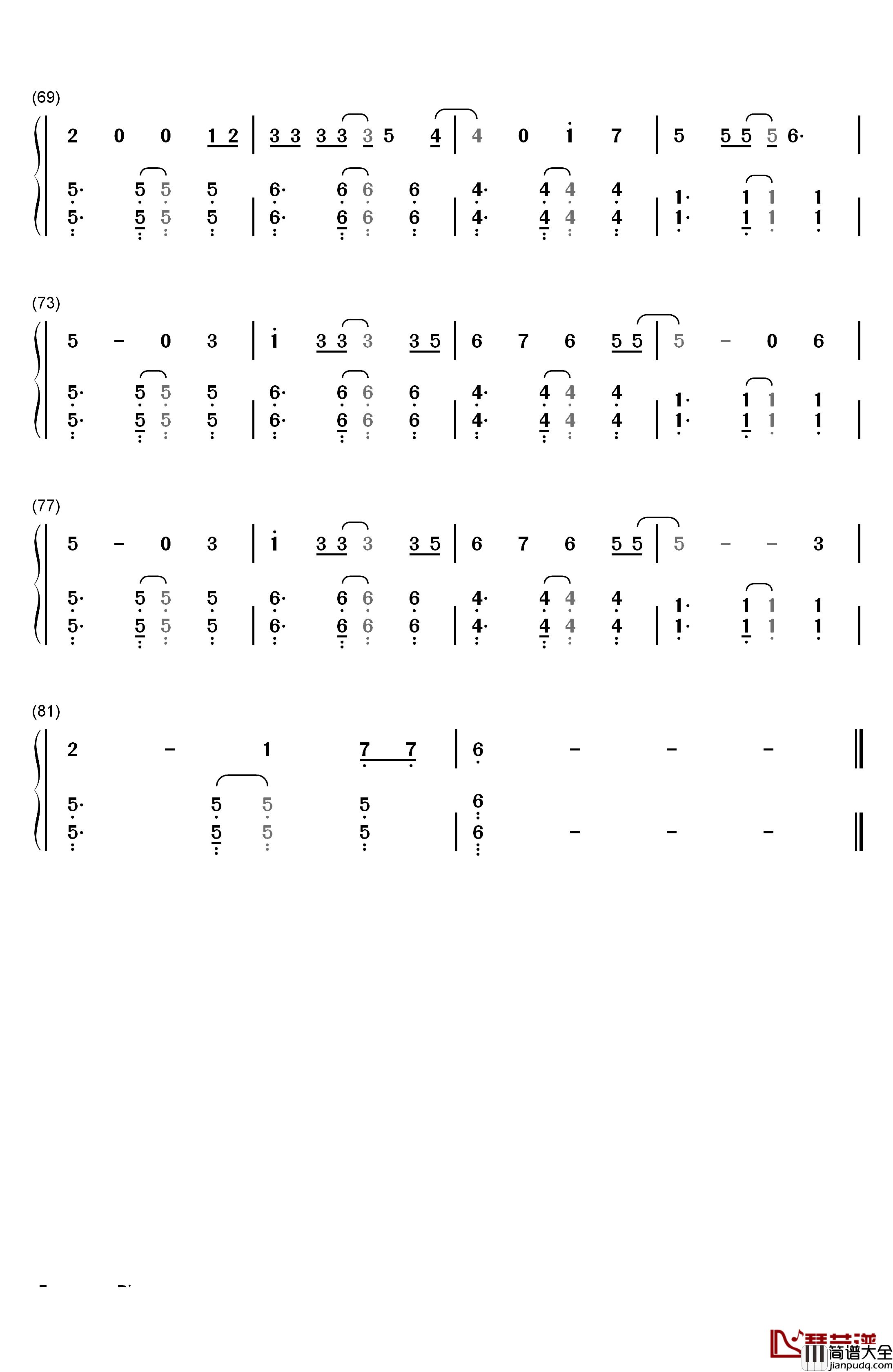 Stay With Me钢琴简谱_数字双手_朴灿烈_Punch