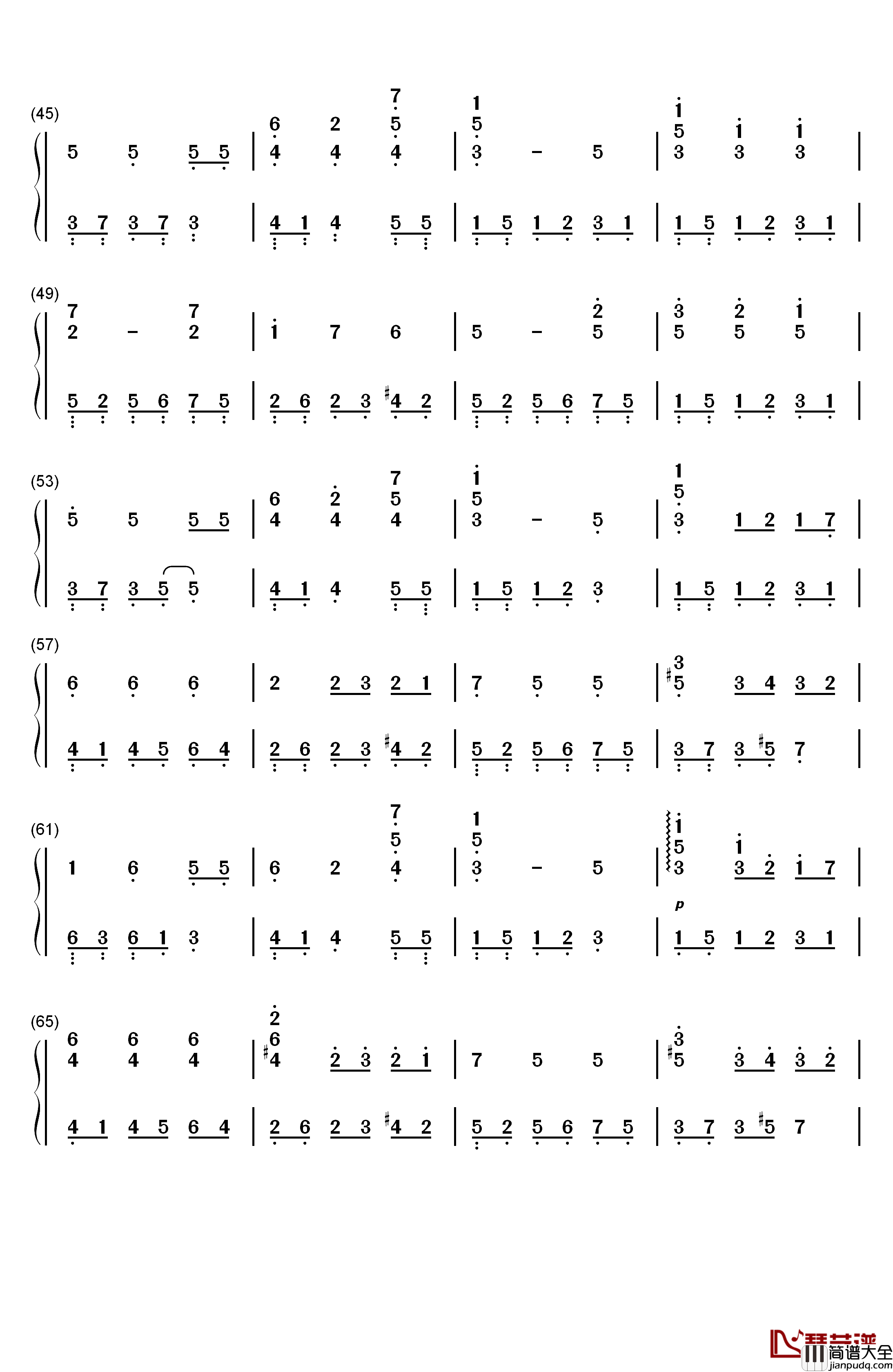 圣诞歌曲_钢琴简谱_数字双手_英国童声合唱团
