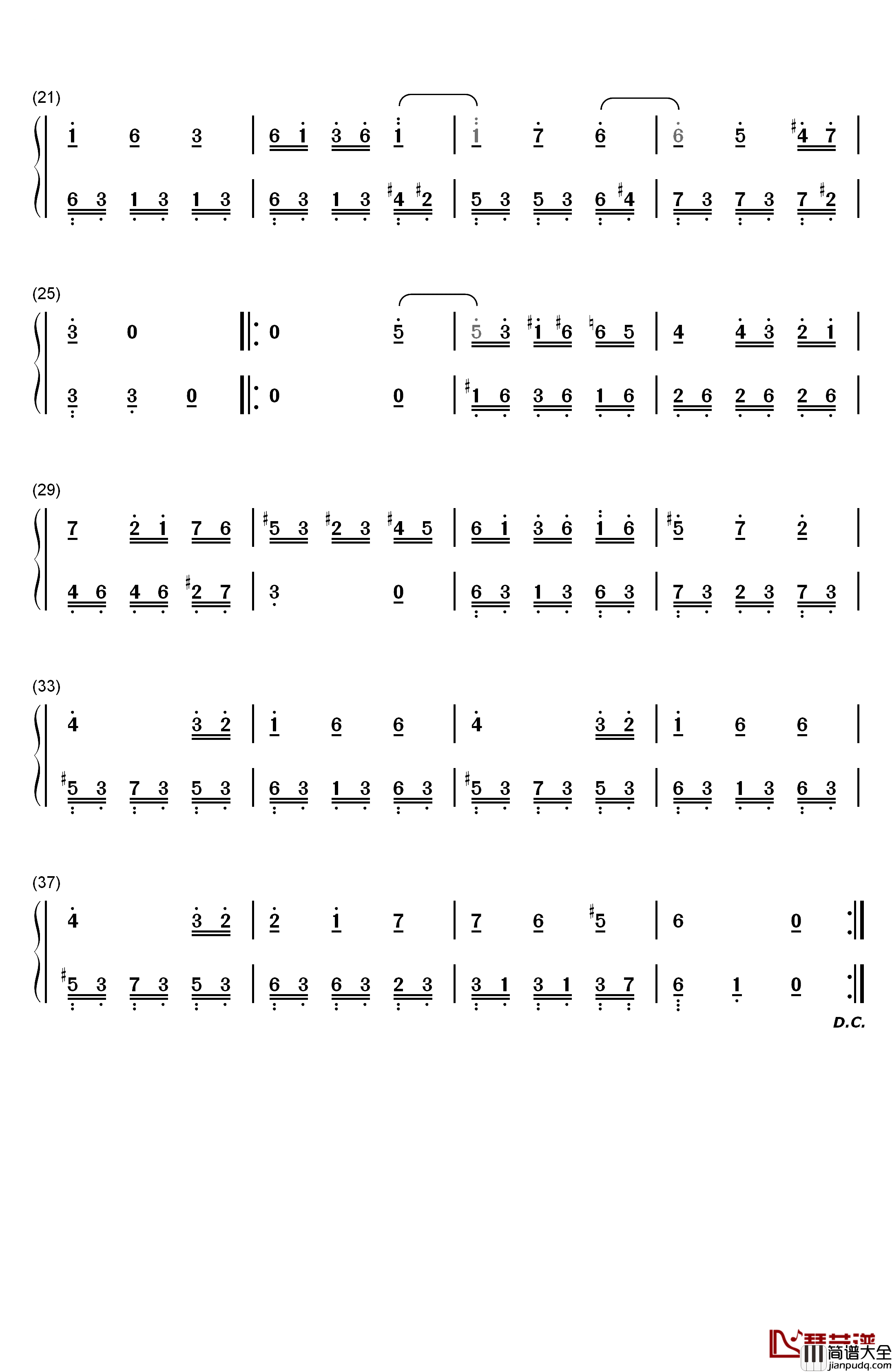 诙谐于悲伤钢琴简谱_数字双手_贝多芬