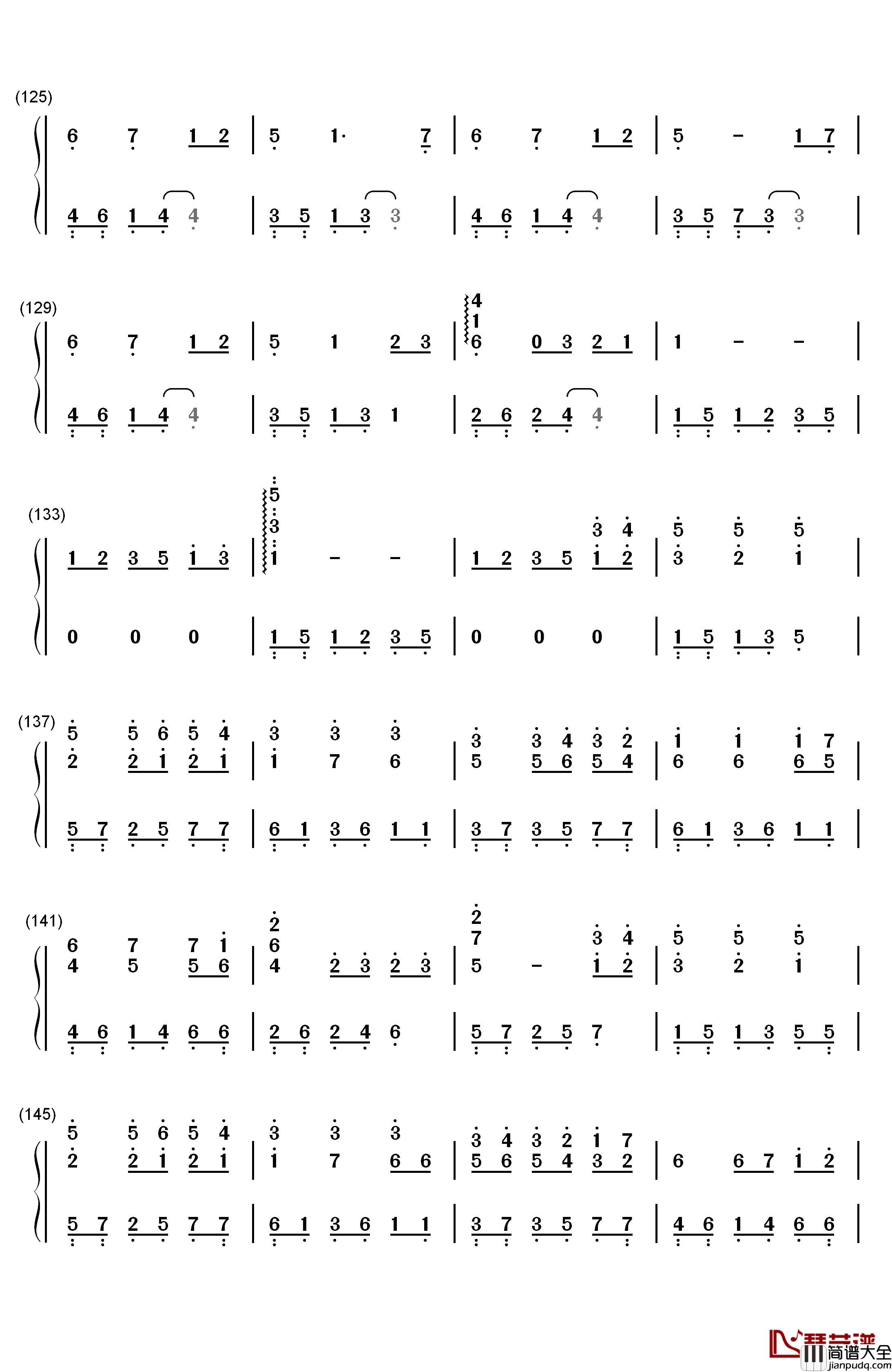 いつも何度でも钢琴简谱_数字双手_木村弓
