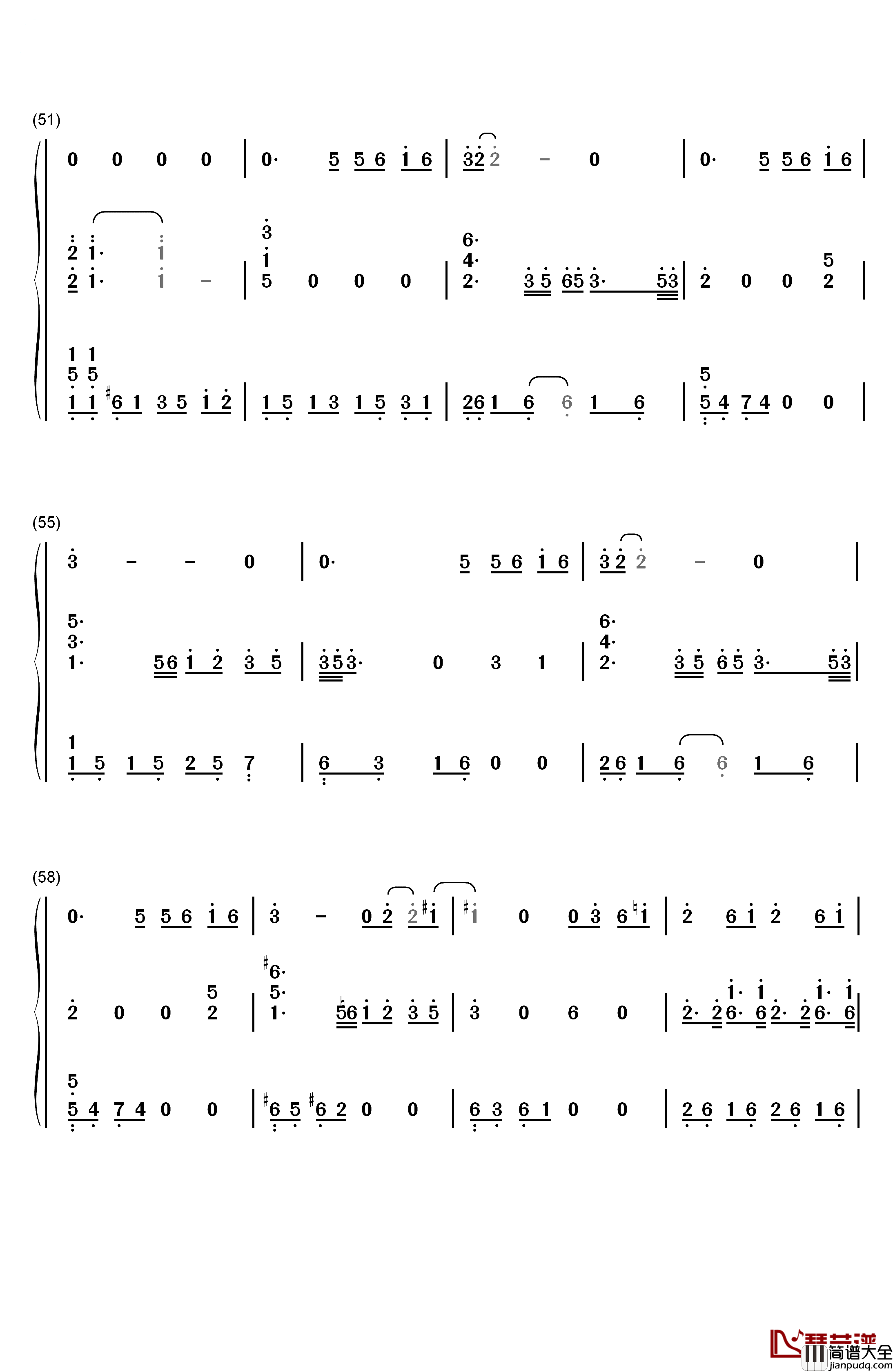 雨下一整晚钢琴简谱_数字双手_周杰伦