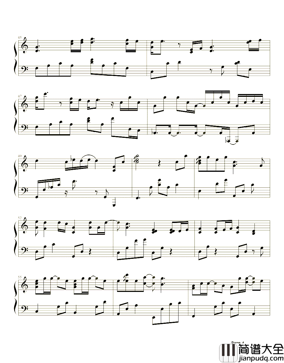 三吋日光钢琴谱_梁静茹_你为我敞开的天窗一段日光落在手心