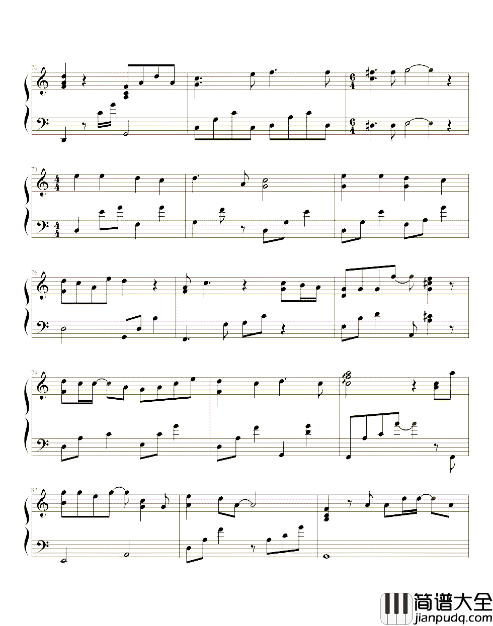 三吋日光钢琴谱_梁静茹_你为我敞开的天窗一段日光落在手心