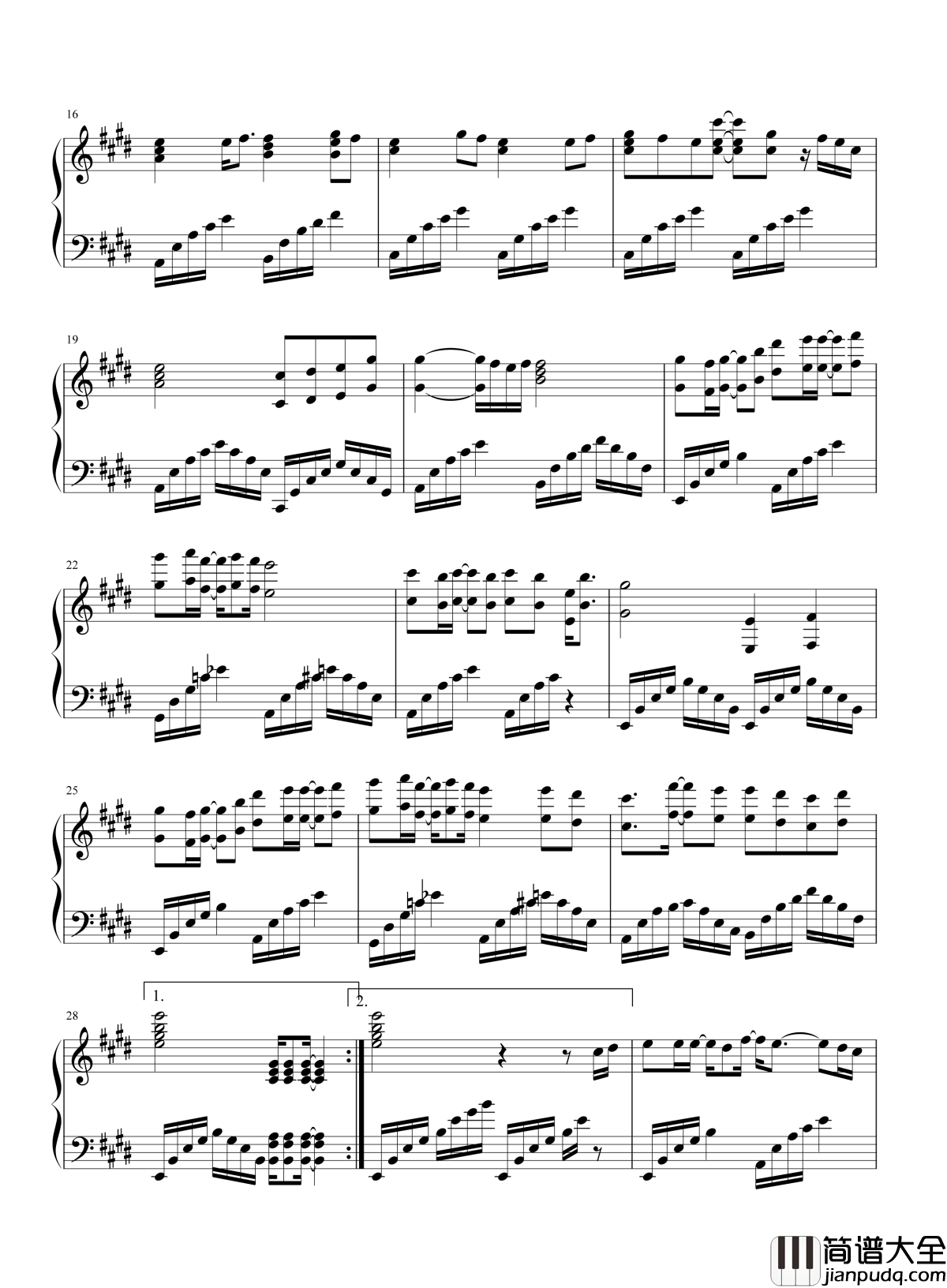 流星雨钢琴谱_F4_陪你去看流星雨落在这地球上