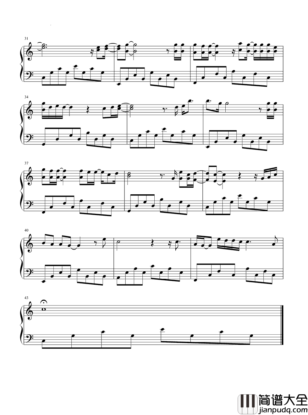 无所谓钢琴谱_杨坤_无所谓谁会爱上谁