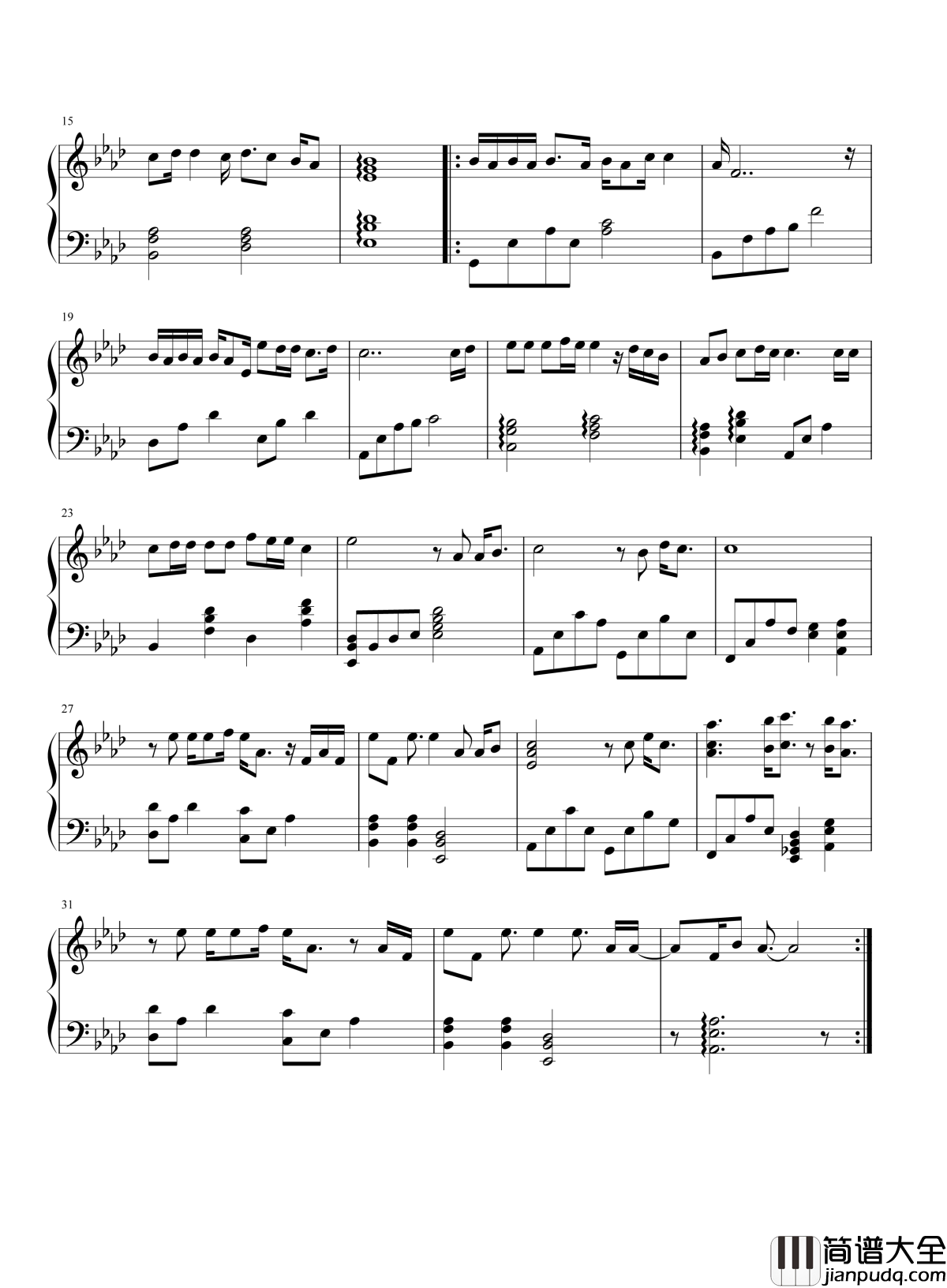 今夏钢琴谱_冯建宇_王青_今夏过后还要和你一起看夕阳