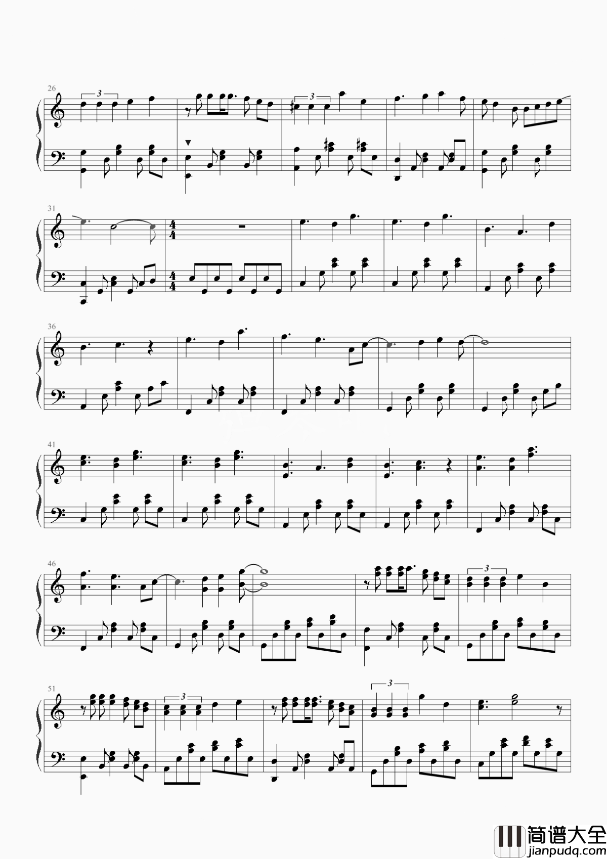 他夏了夏天钢琴谱_苏打绿_一花一世界一叶一追寻