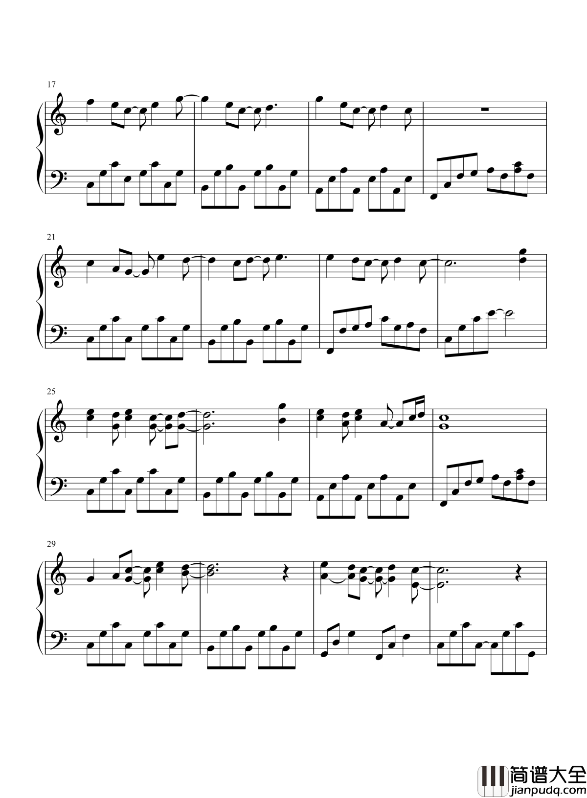 那些花儿钢琴谱_朴树_好在曾经拥有它们的春秋和冬夏