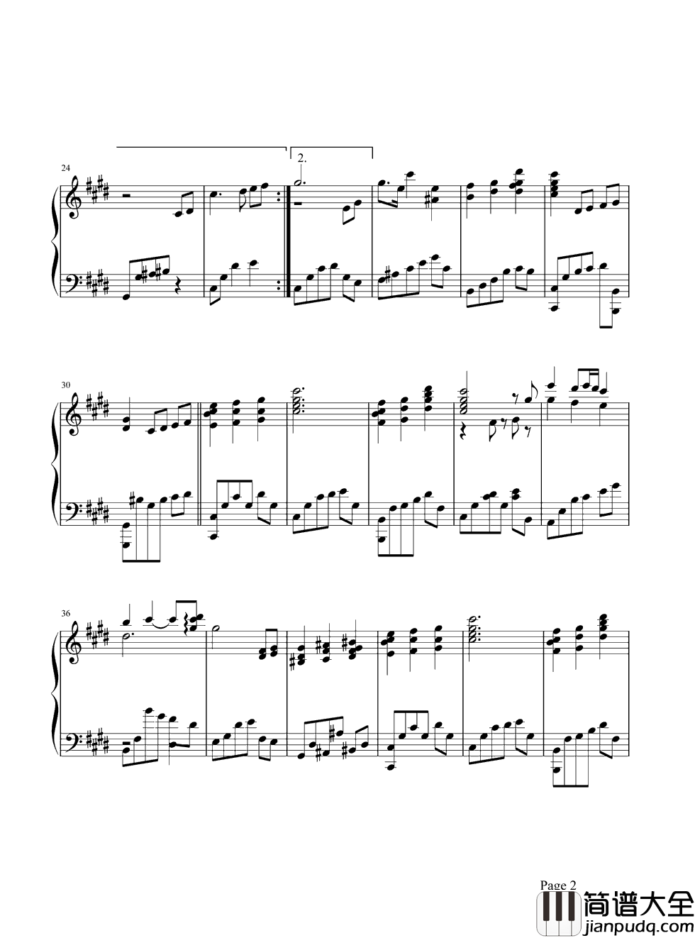 满月钢琴谱_陈思思_幸有一天留点温情可享