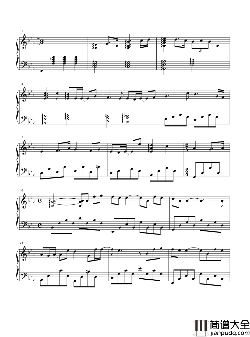 北极星的眼泪钢琴谱_张栋梁_北极星的眼泪说不出的想念