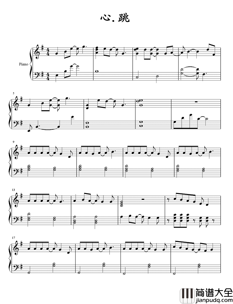 心跳钢琴谱__王力宏｜你是我悬在记忆中的美好