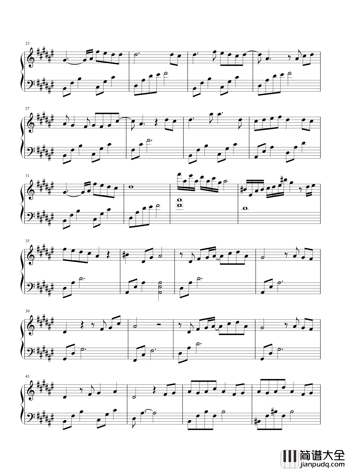 不如笑归去钢琴谱_周传雄_不如笑归去_惟愿与你长醉